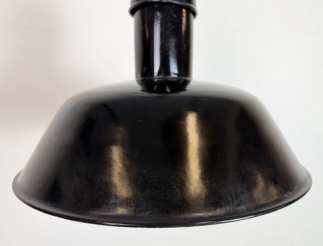 Black Enamel Industrial Pendant Lamp from AEG, 1930s 5