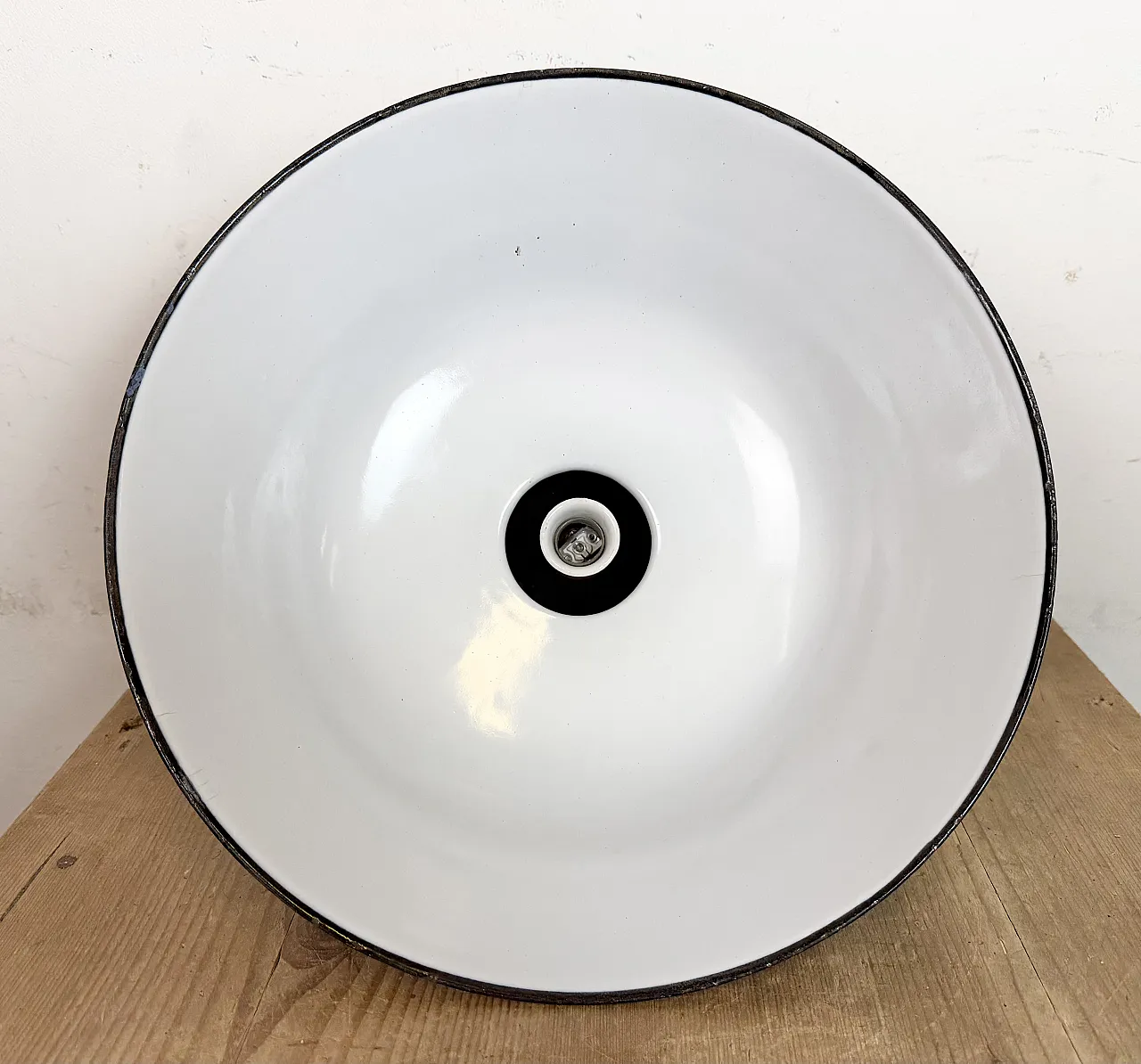 Black Enamel Industrial Pendant Lamp from AEG, 1930s 19