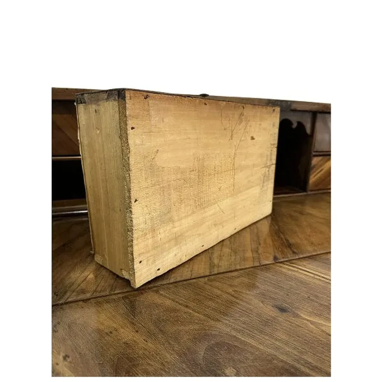 Walnut and walnut burl drop-down chest, 18th century 7