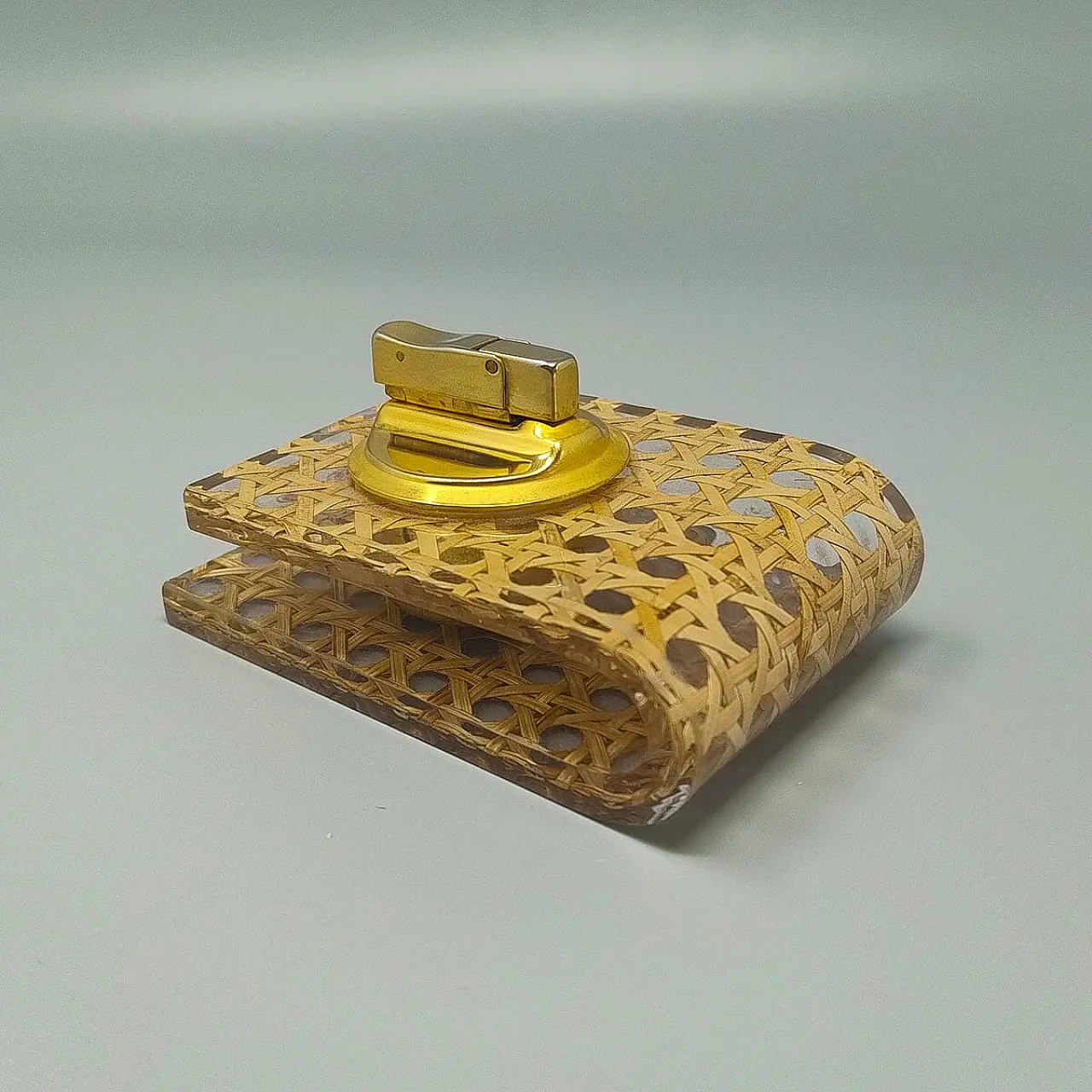 Table lighter in Vienna straw by geolel, 1970s 3