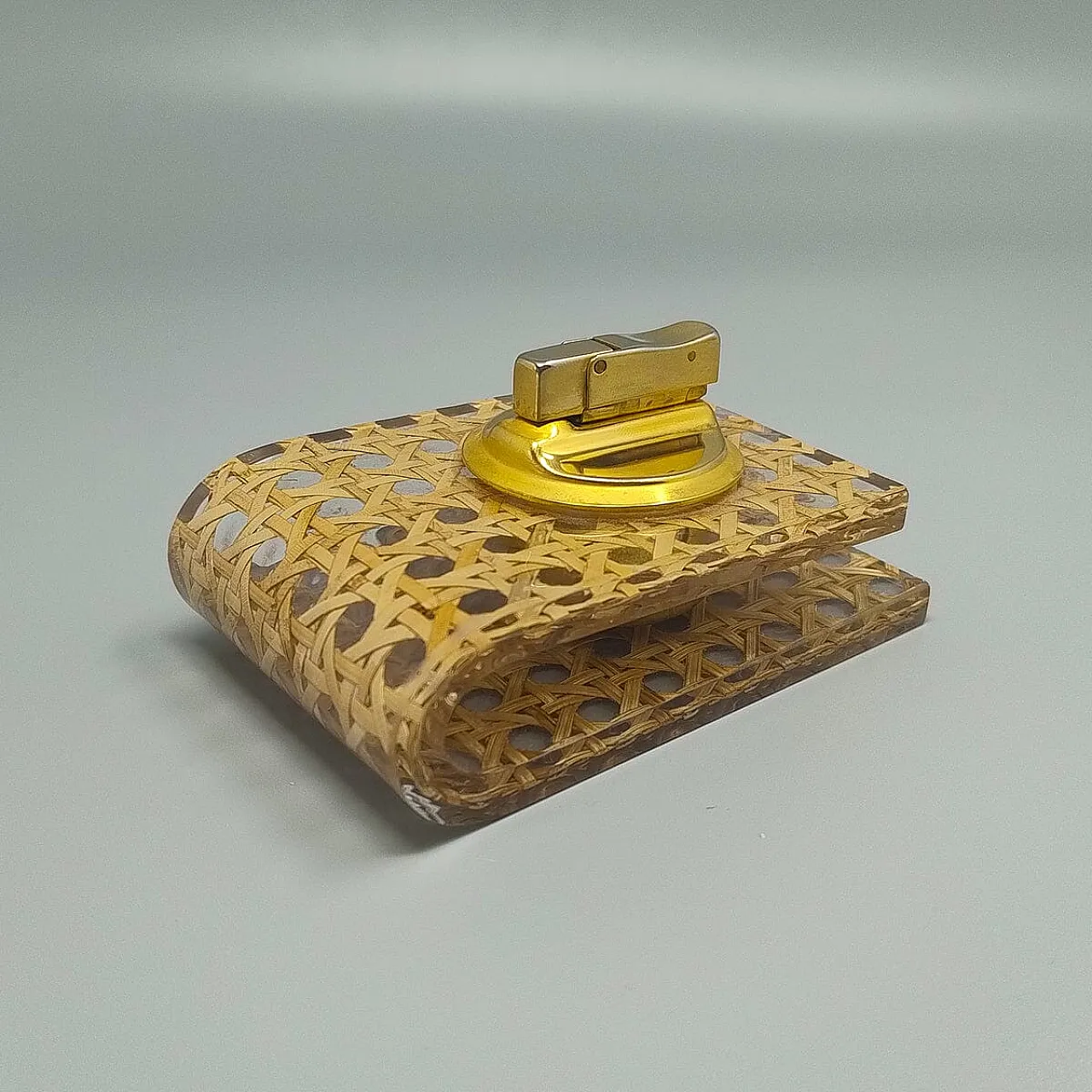 Table lighter in Vienna straw by geolel, 1970s 4