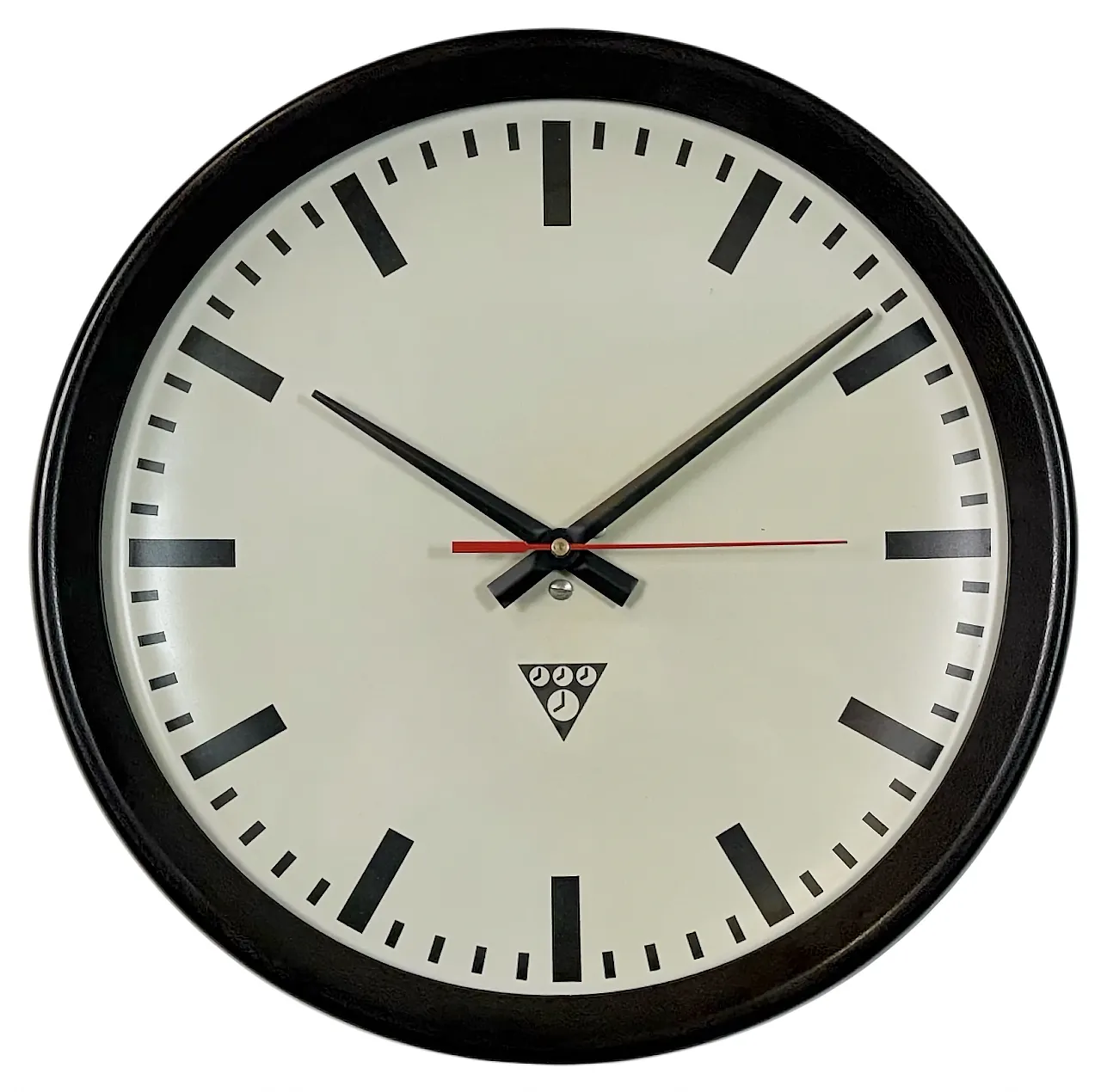 Industrial Brown Bakelite Factory Wall Clock from Pragotron, 1960s 1