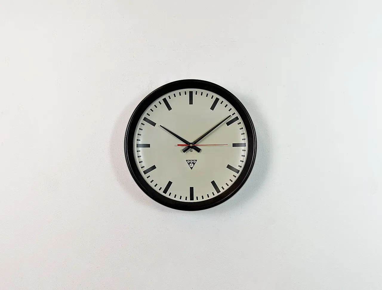 Industrial Brown Bakelite Factory Wall Clock from Pragotron, 1960s 2