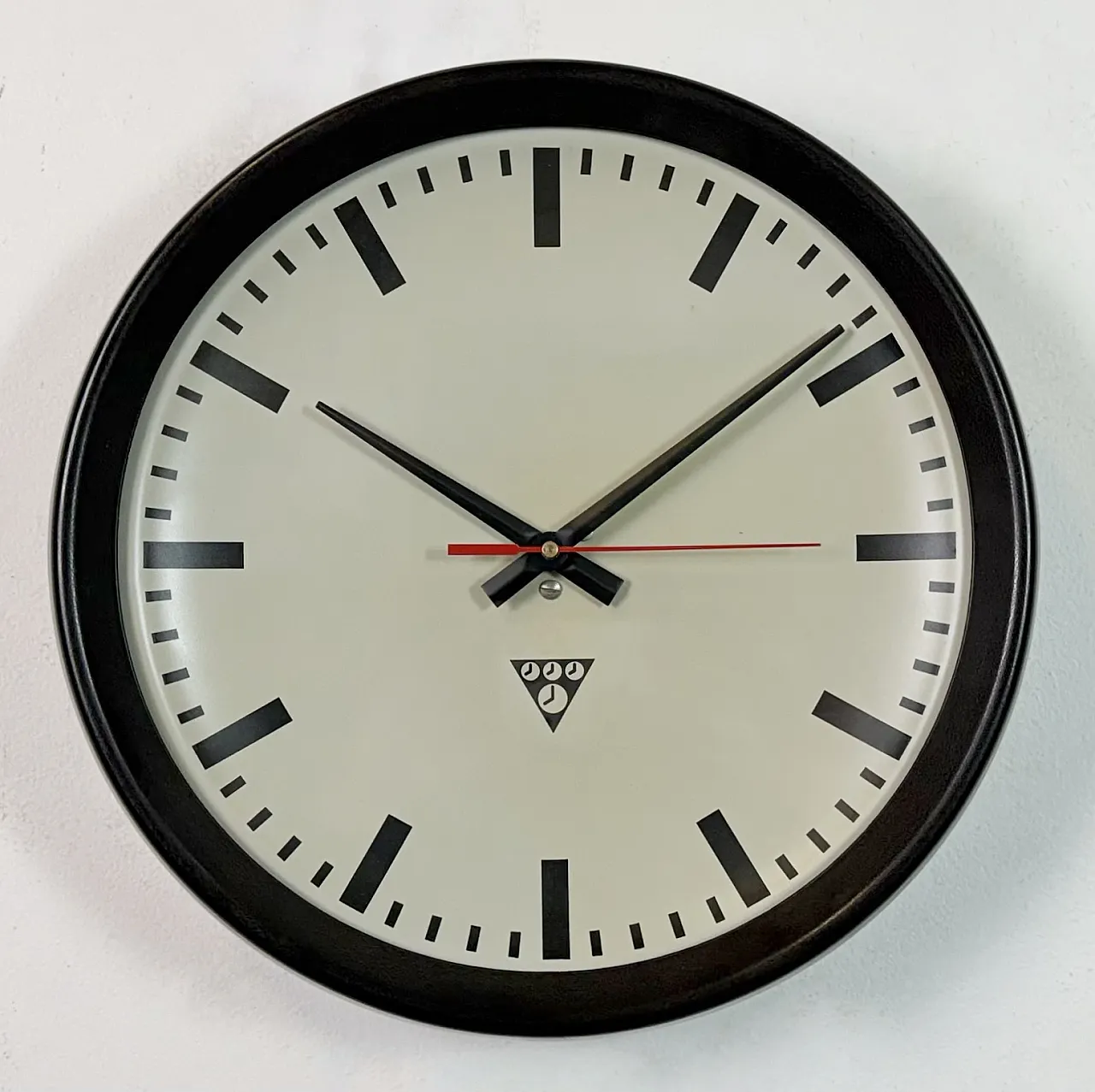 Industrial Brown Bakelite Factory Wall Clock from Pragotron, 1960s 3