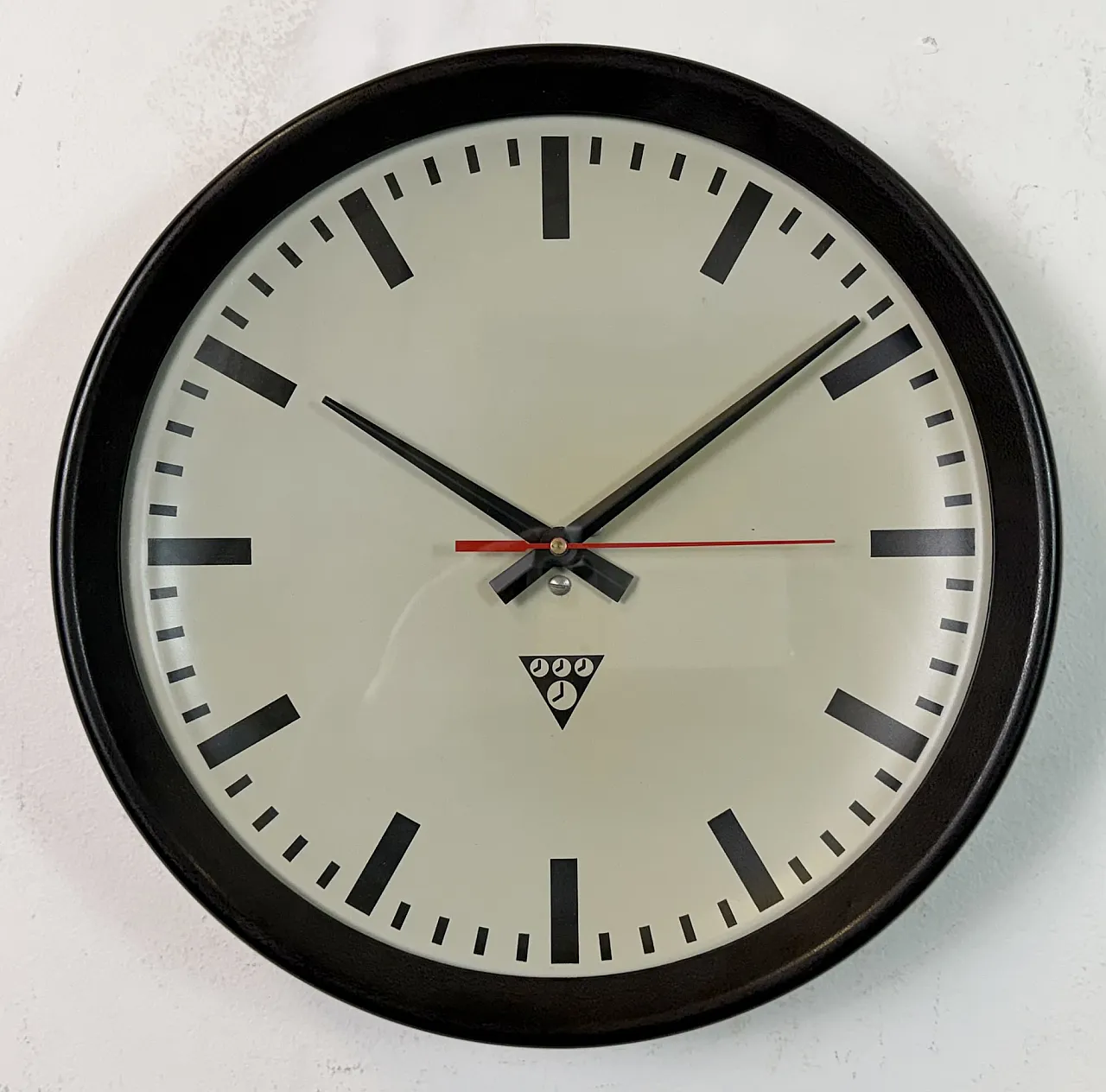 Industrial Brown Bakelite Factory Wall Clock from Pragotron, 1960s 4