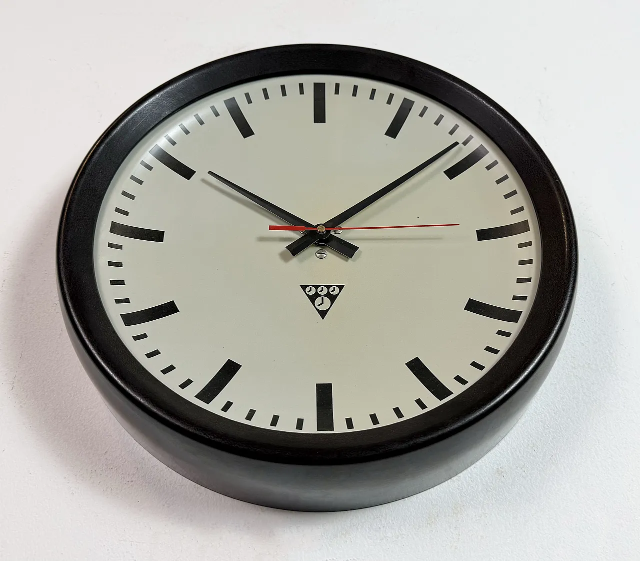 Industrial Brown Bakelite Factory Wall Clock from Pragotron, 1960s 8