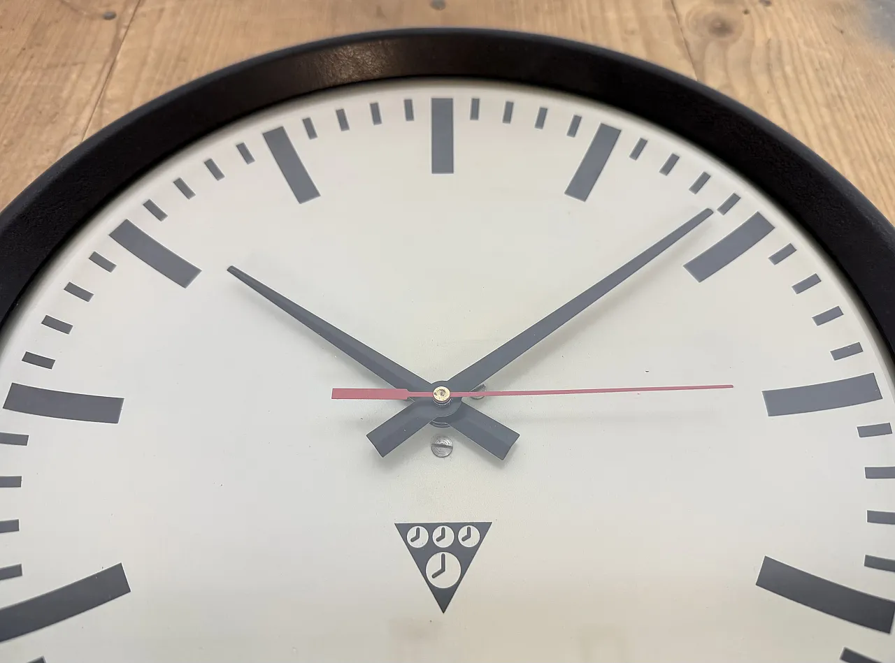 Industrial Brown Bakelite Factory Wall Clock from Pragotron, 1960s 10