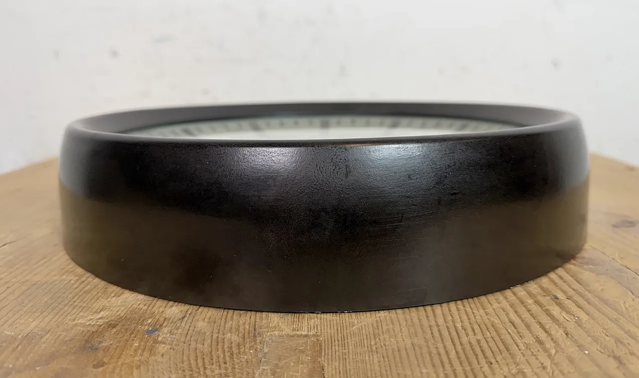 Industrial Brown Bakelite Factory Wall Clock from Pragotron, 1960s 11