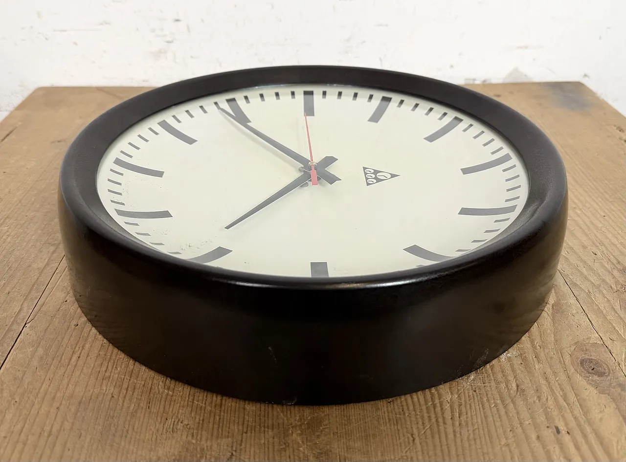 Industrial Brown Bakelite Factory Wall Clock from Pragotron, 1960s 15