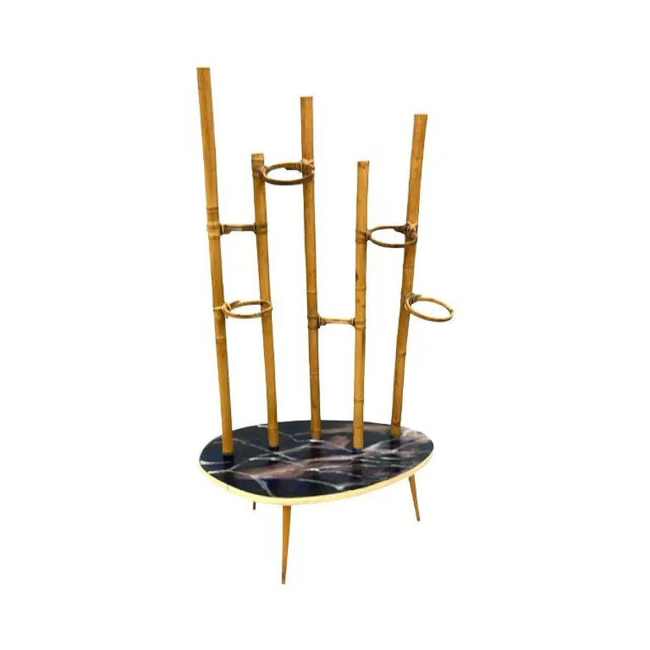 Mid-Century Modern plant stand in bamboo and resin, 1970s 1