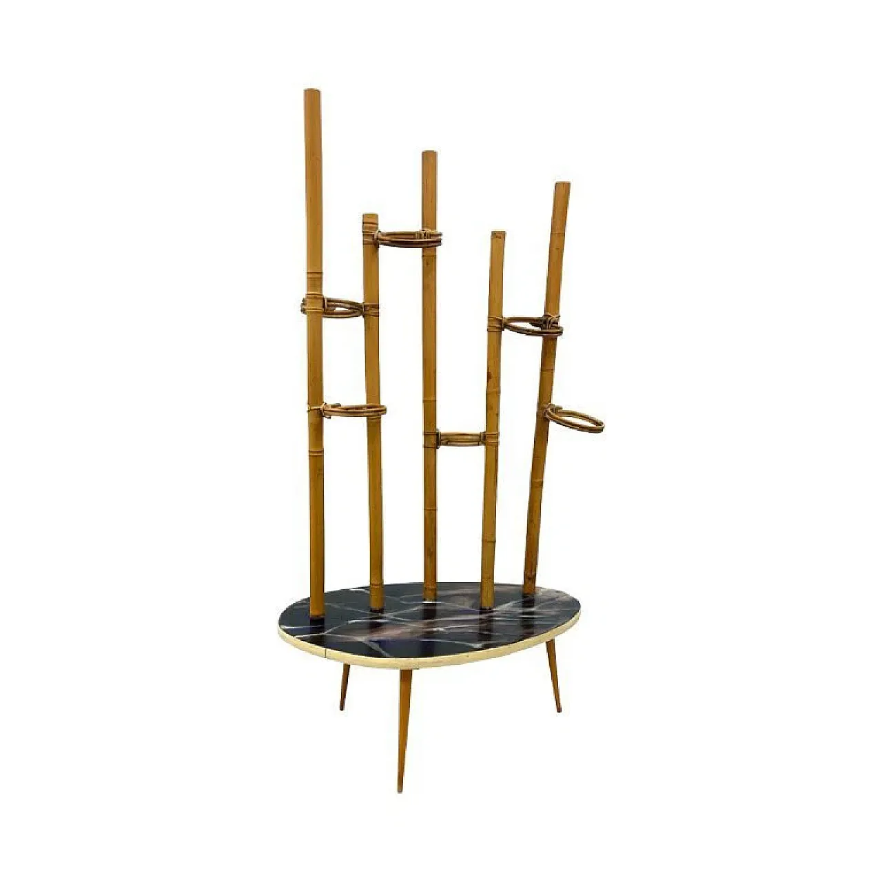 Mid-Century Modern plant stand in bamboo and resin, 1970s 3