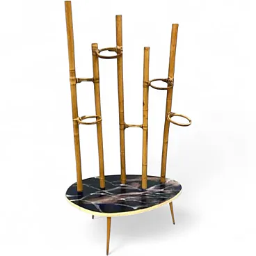 Mid-Century Modern plant stand in bamboo and resin, 1970s