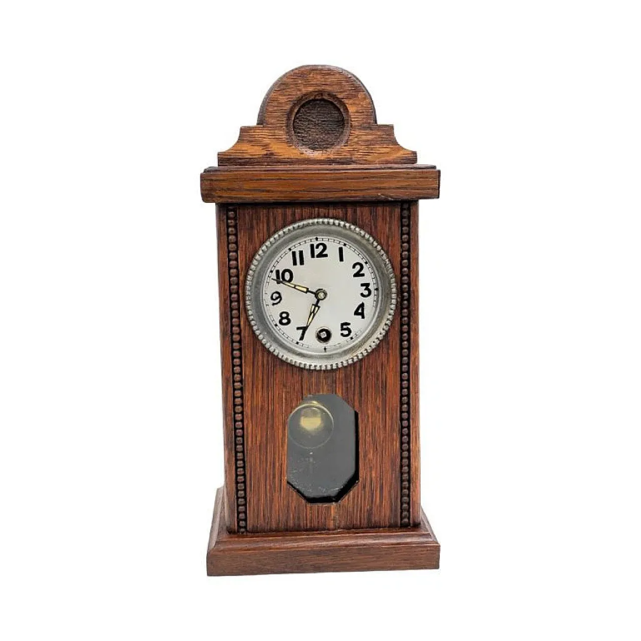 Miniature mantel clock in oak wood, 1920s 1