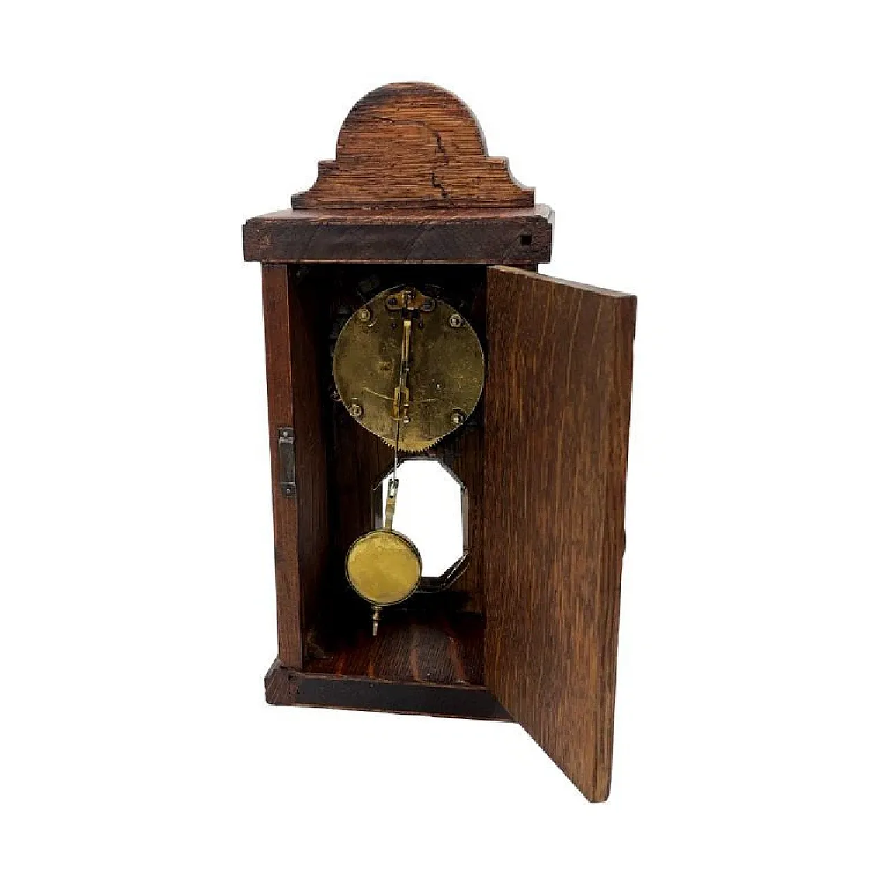 Miniature mantel clock in oak wood, 1920s 2