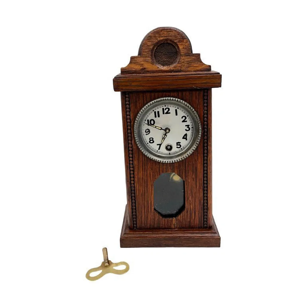 Miniature mantel clock in oak wood, 1920s 3