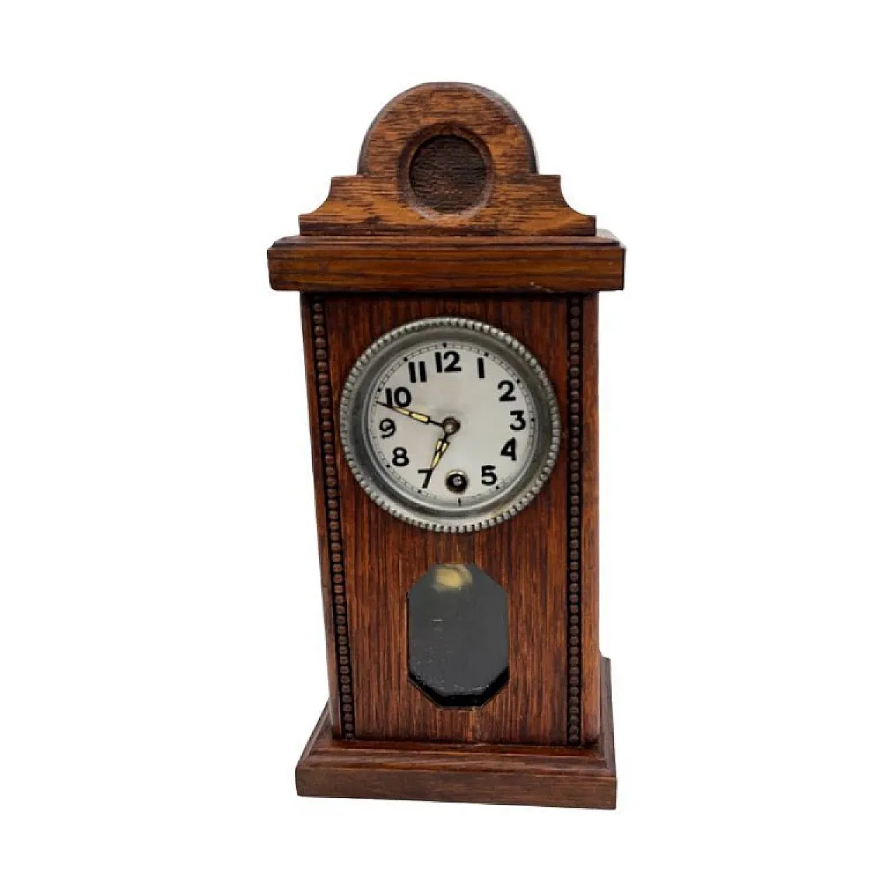 Miniature mantel clock in oak wood, 1920s 4