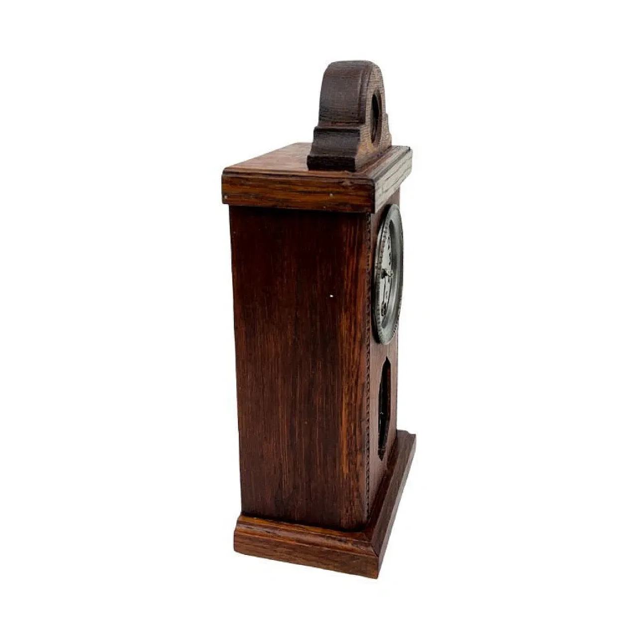 Miniature mantel clock in oak wood, 1920s 7