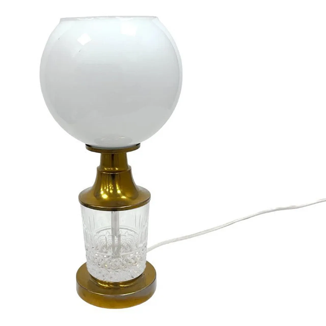 Crystal and brass table lamp by AKA Leuchten, 1970s 1