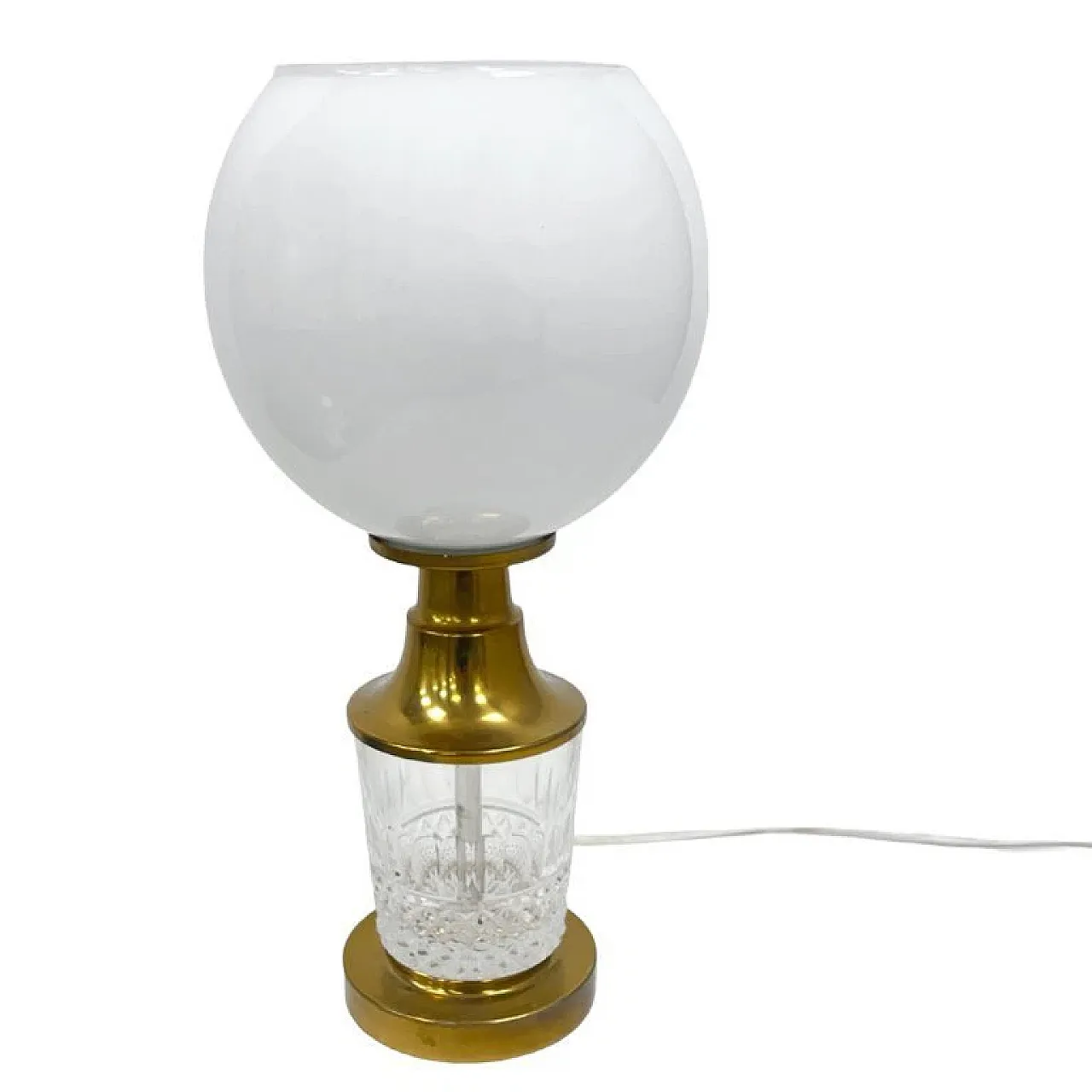 Crystal and brass table lamp by AKA Leuchten, 1970s 6