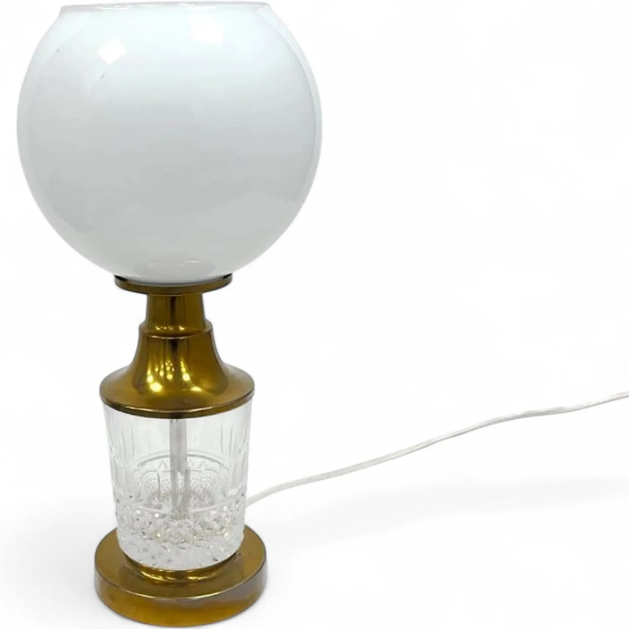 Crystal and brass table lamp by AKA Leuchten, 1970s 7