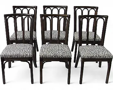 6 Sedie da pranzo in rattan e bambù di McGuire, anni '70