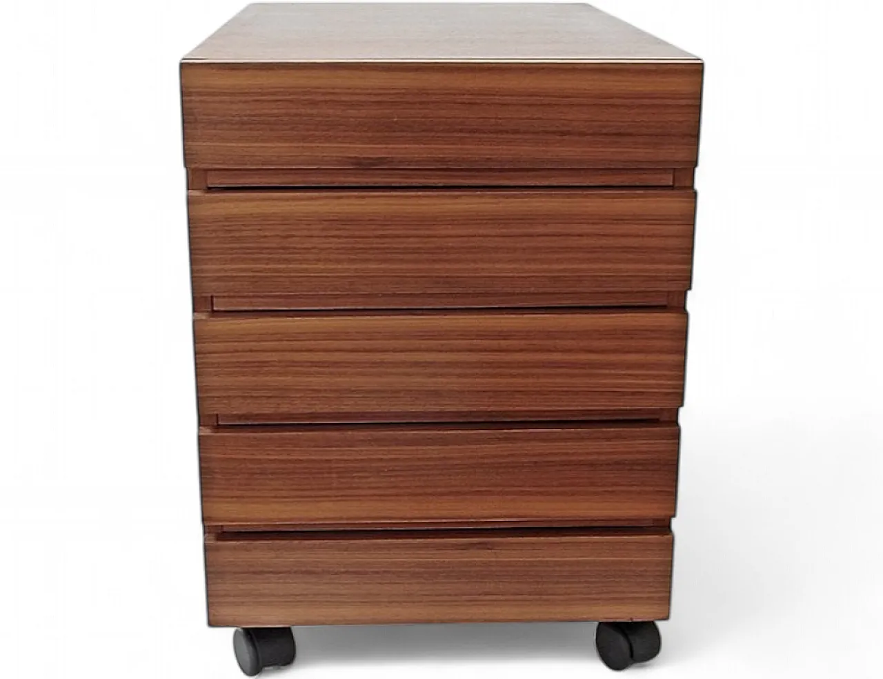 Cassettiera in noce con 5 Ruote di Nocciola, anni '70 8