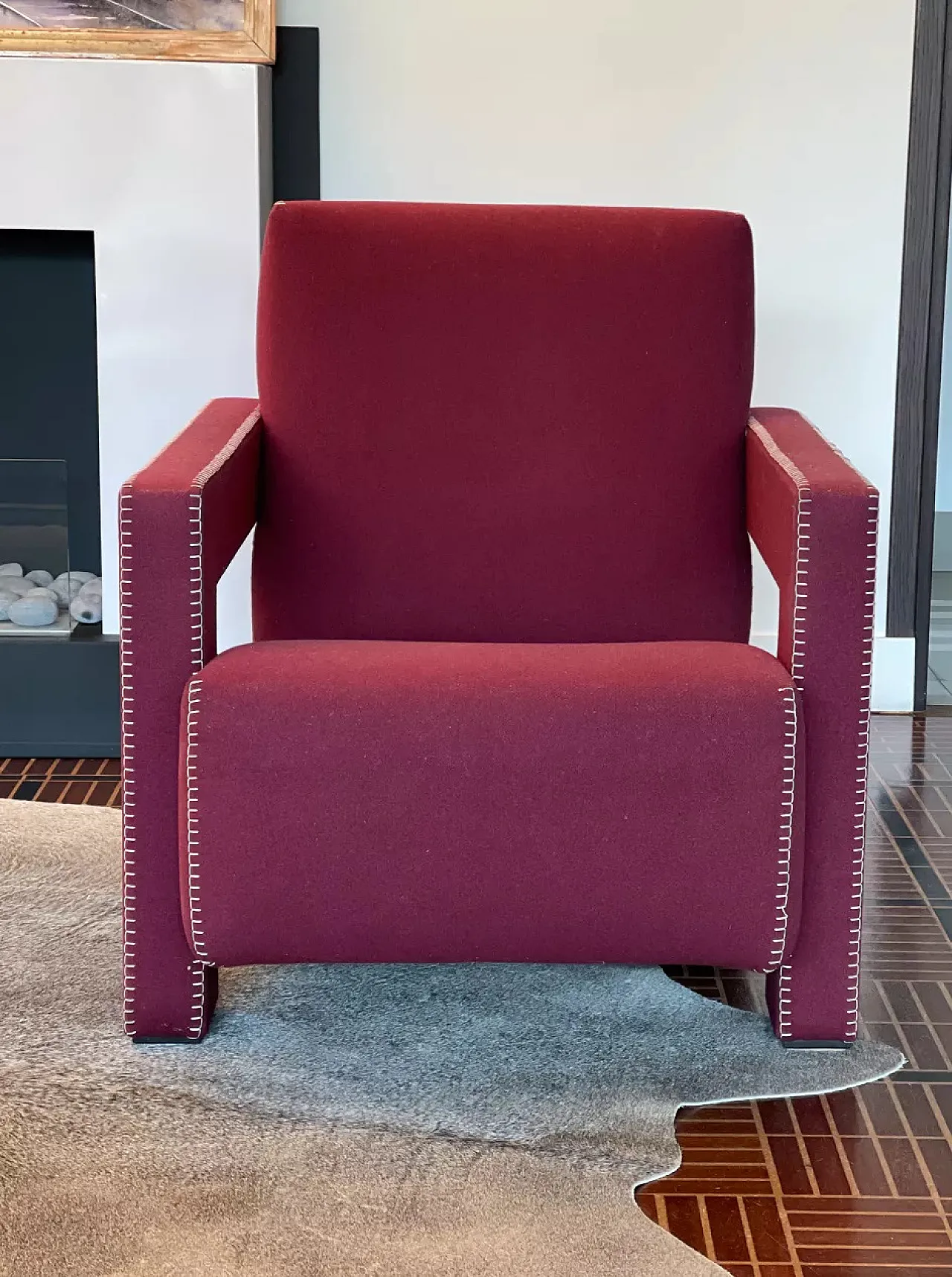 Utrecht burgundy armchair, 2000s 9