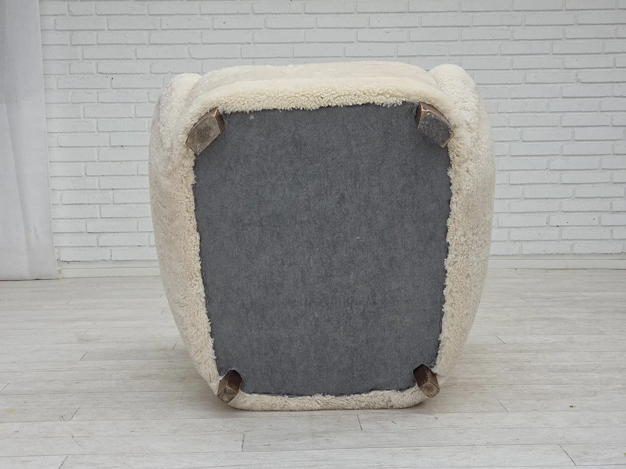 Danish design, reupholstered armchair, genuine sheepskin, 1960s 3