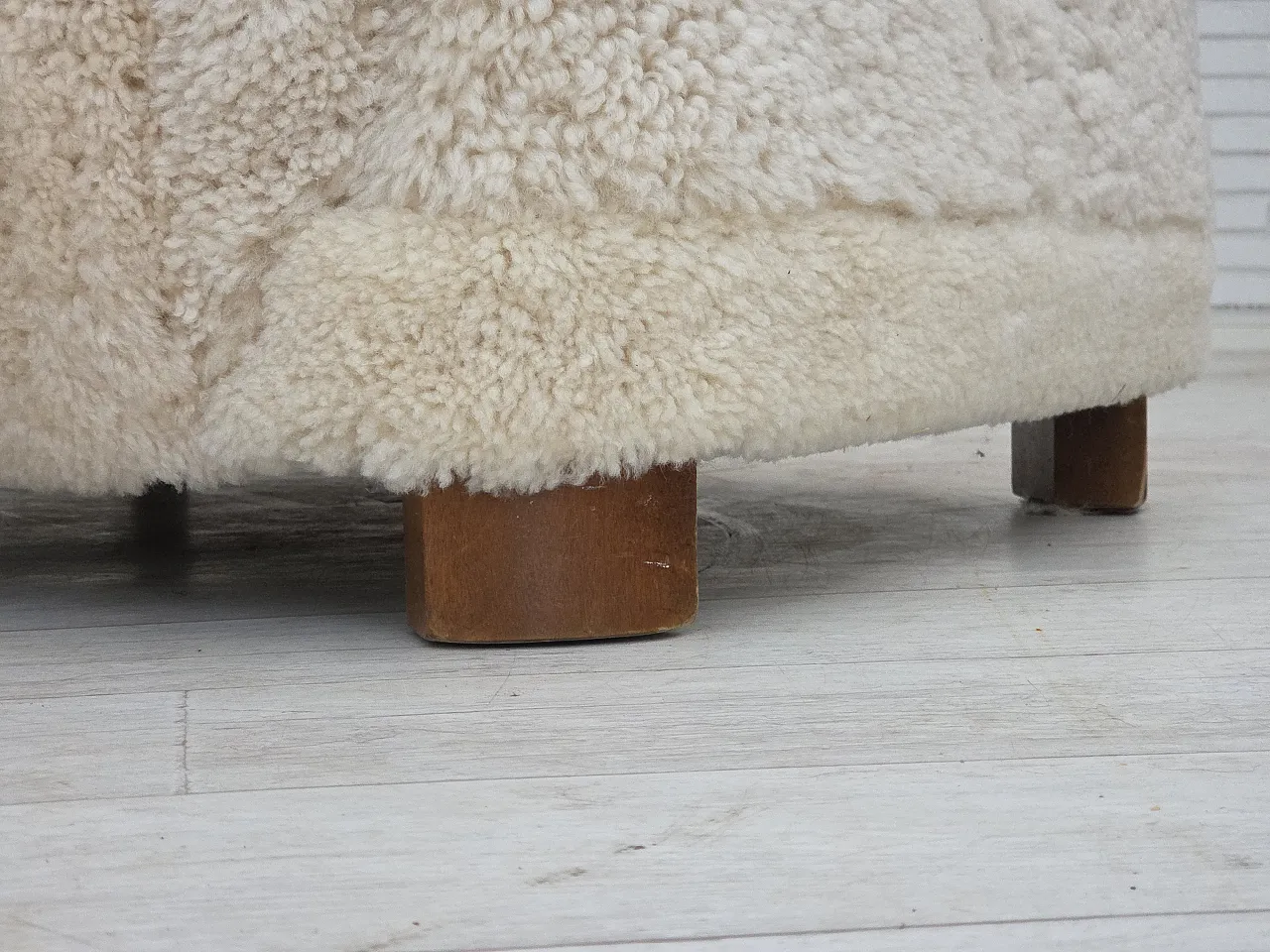 Danish design, reupholstered armchair, genuine sheepskin, 1960s 7