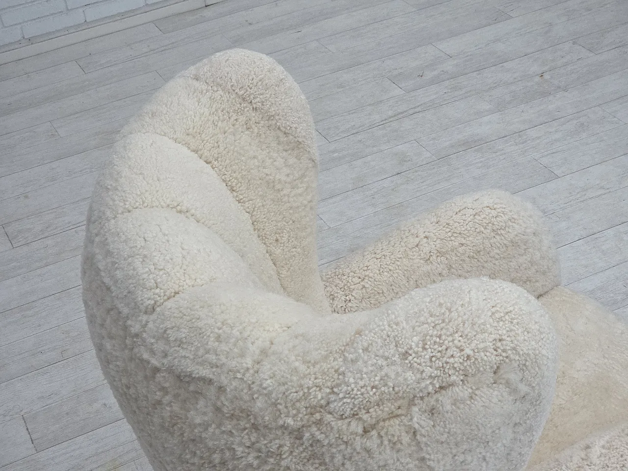 Danish design, reupholstered armchair, genuine sheepskin, 1960s 21