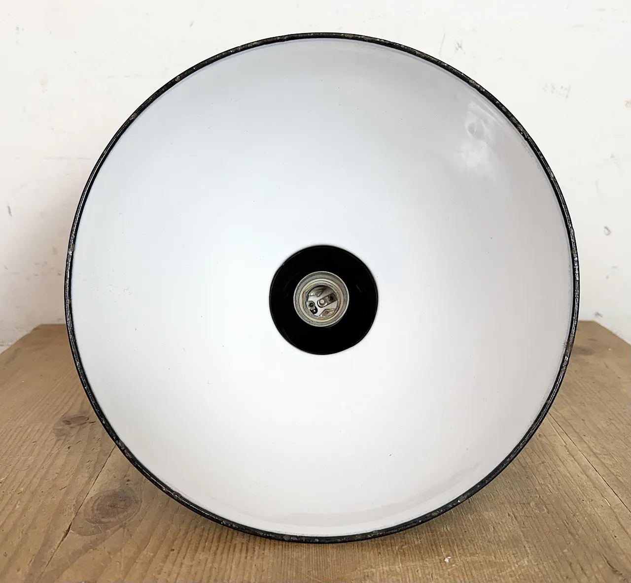 Black Enamel Industrial Pendant Lamp from AEG, 1930s 17