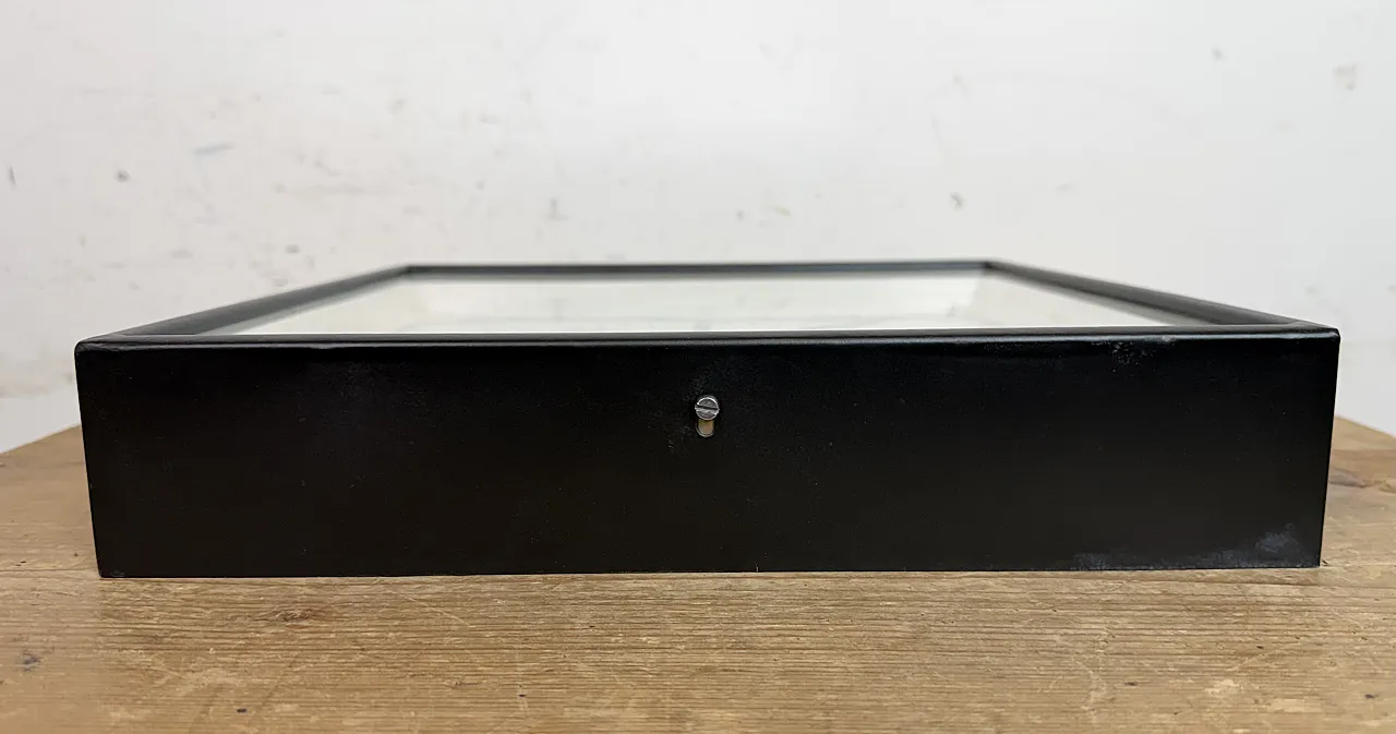 Black Industrial Square Wall Clock from Pragotron, 1970s 11