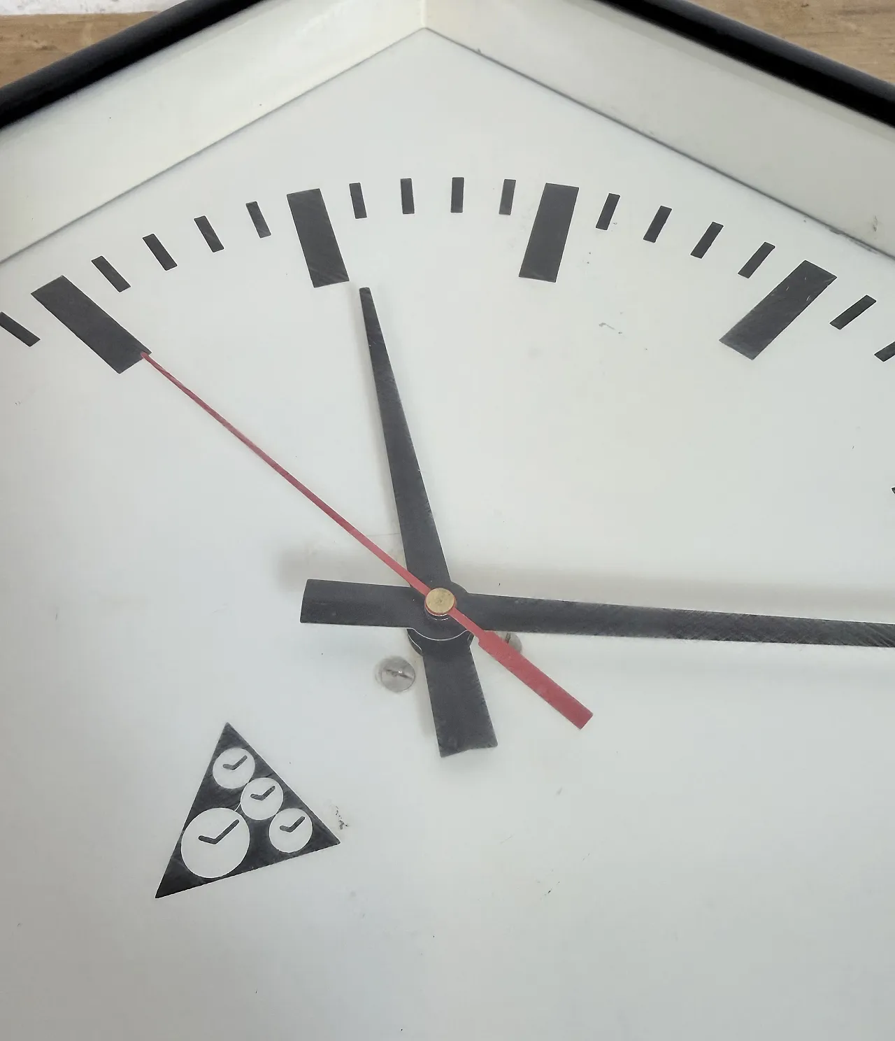 Black Industrial Square Wall Clock from Pragotron, 1970s 16