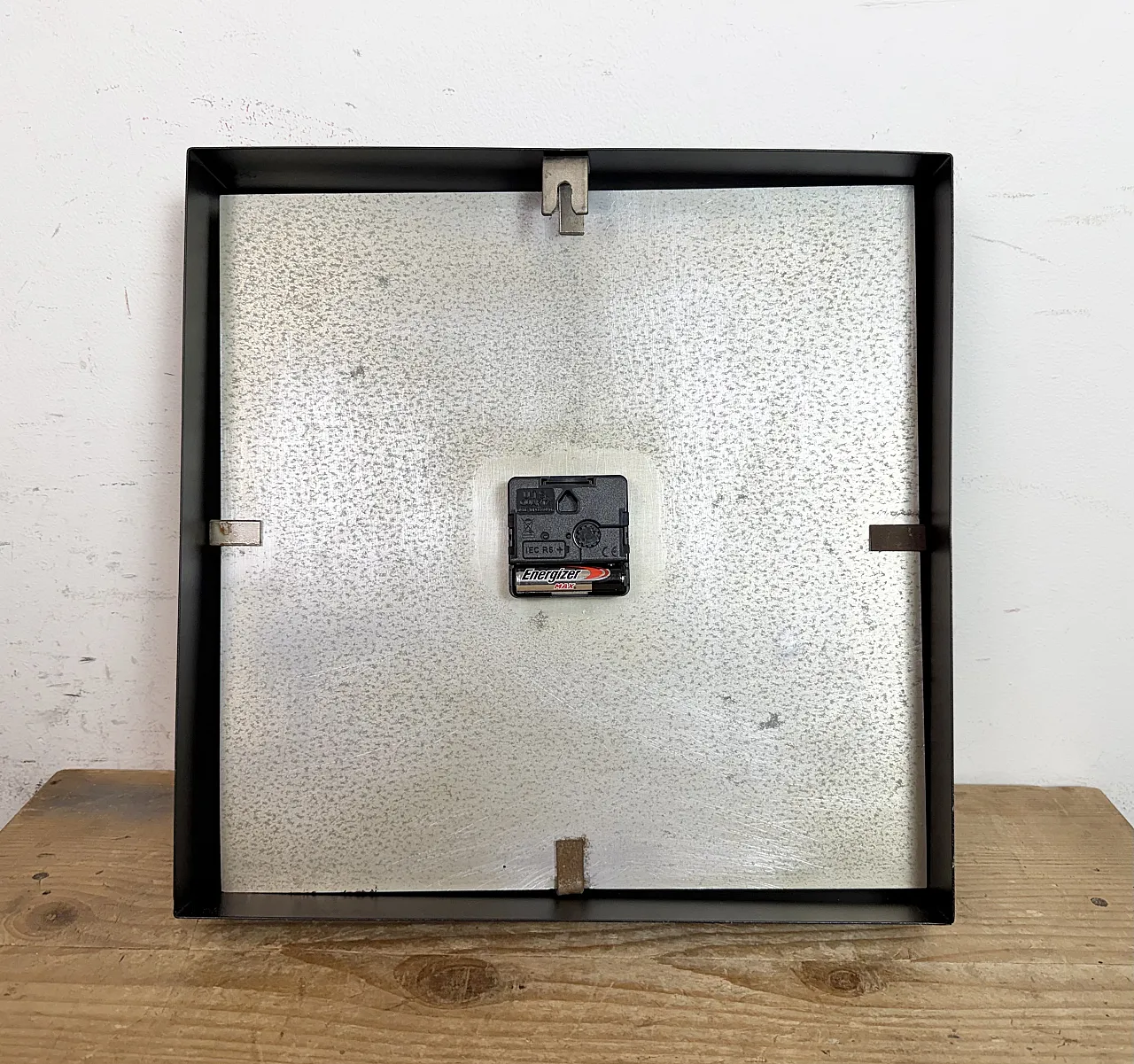 Black Industrial Square Wall Clock from Pragotron, 1970s 17