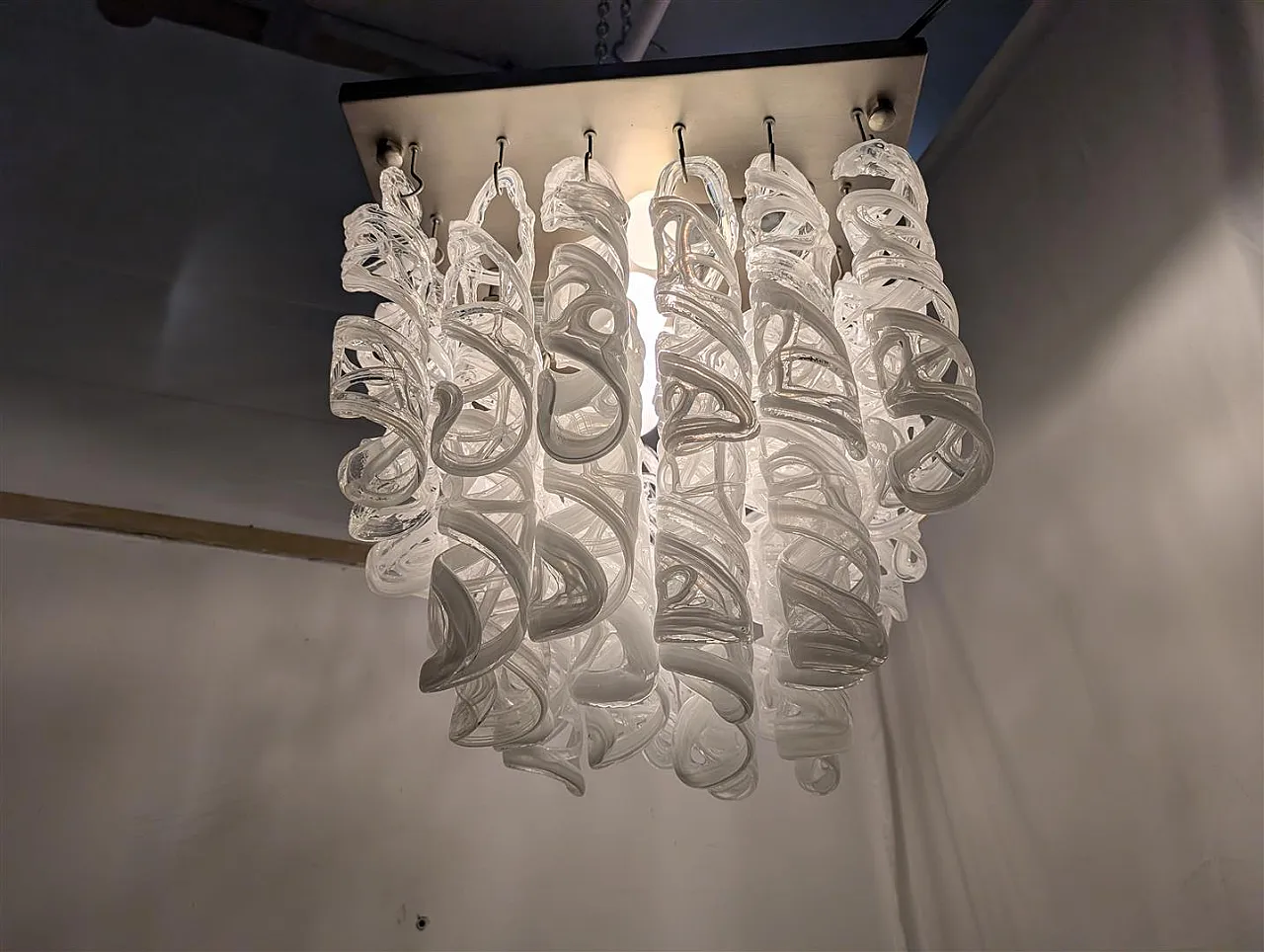 Chandelier with Murano glass pendants, 1970s 8