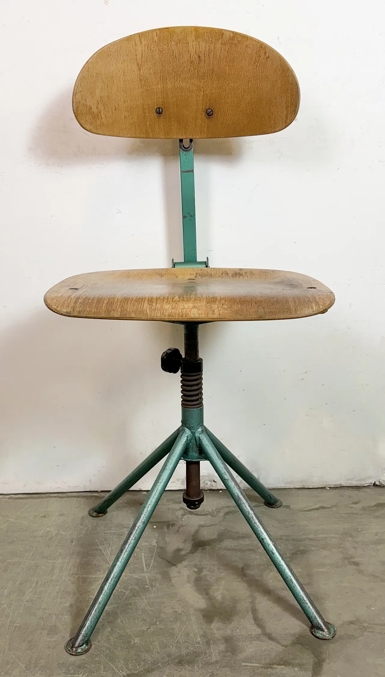 Dark Green Industrial Workshop Chair, 1950s 3