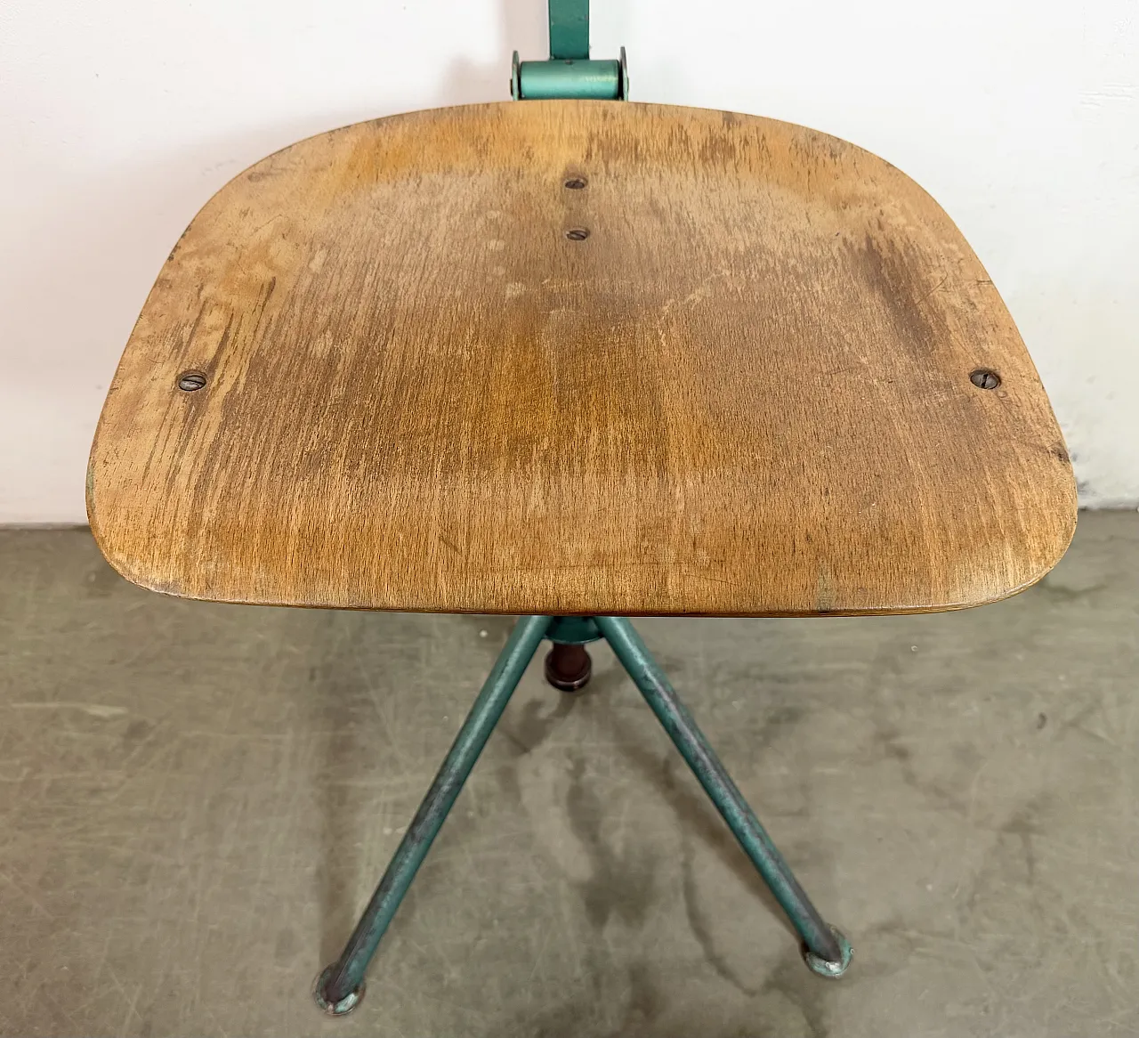 Dark Green Industrial Workshop Chair, 1950s 6