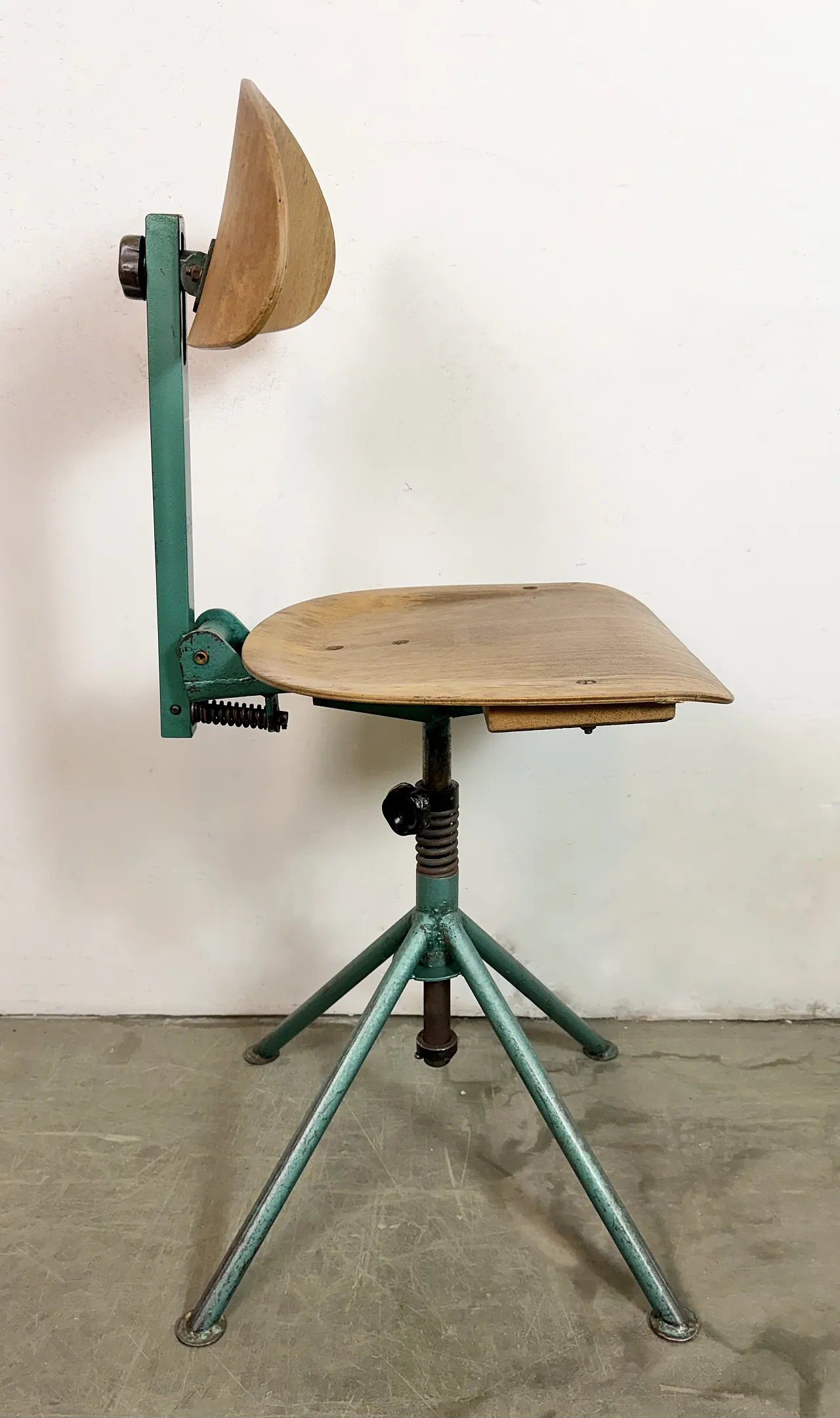 Dark Green Industrial Workshop Chair, 1950s 9