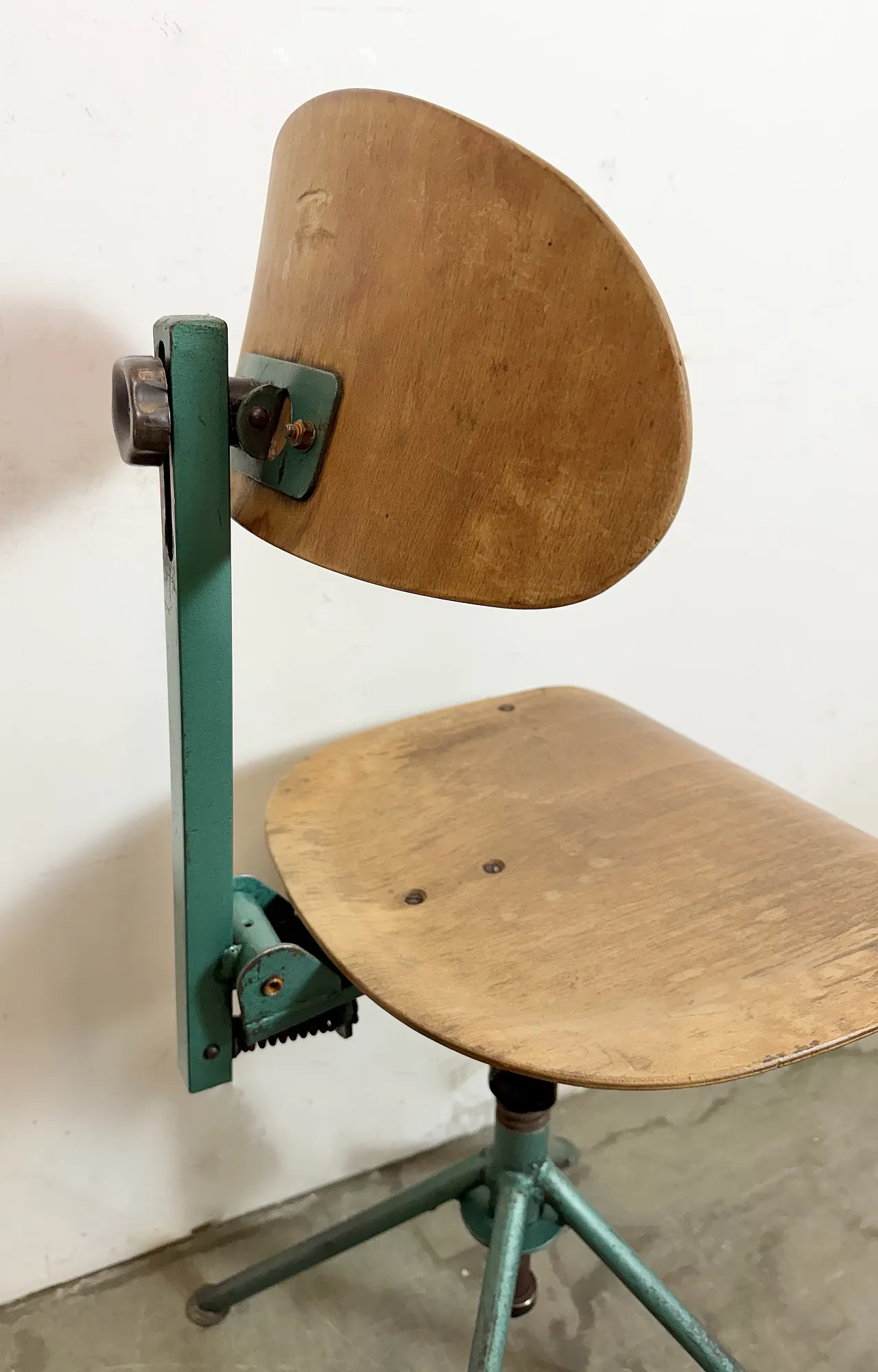 Dark Green Industrial Workshop Chair, 1950s 10