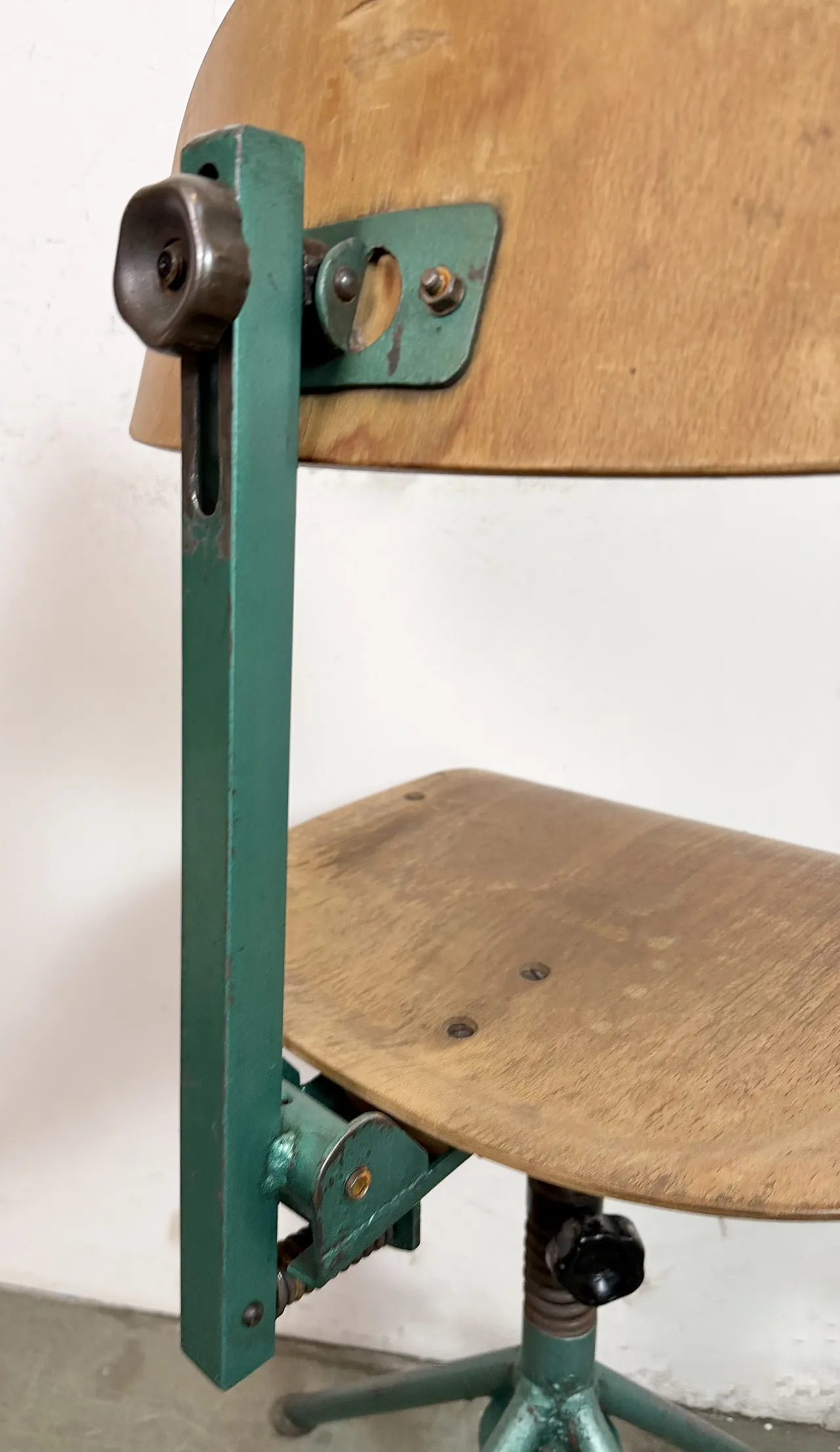 Dark Green Industrial Workshop Chair, 1950s 16