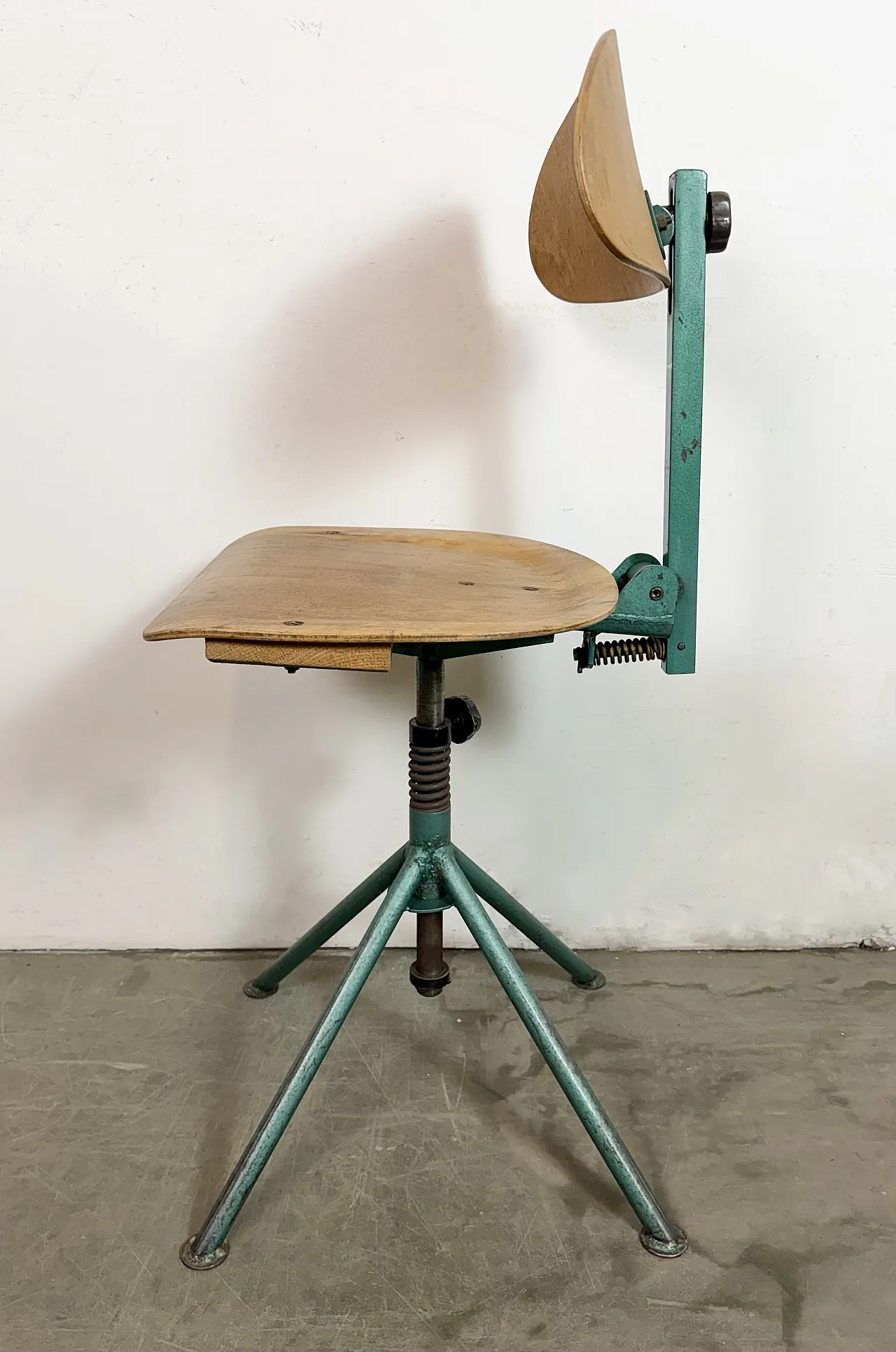Dark Green Industrial Workshop Chair, 1950s 17