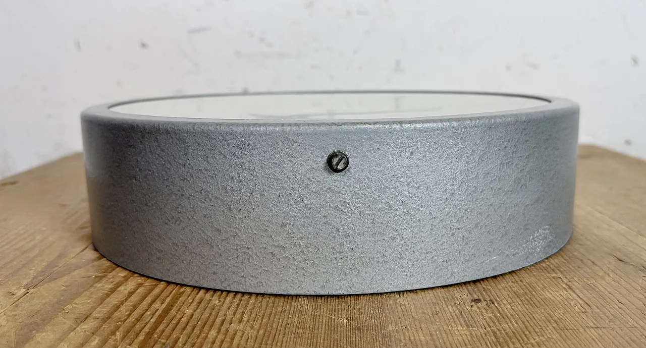 Grey Industrial East German Wall Clock from GW, 1960s 10