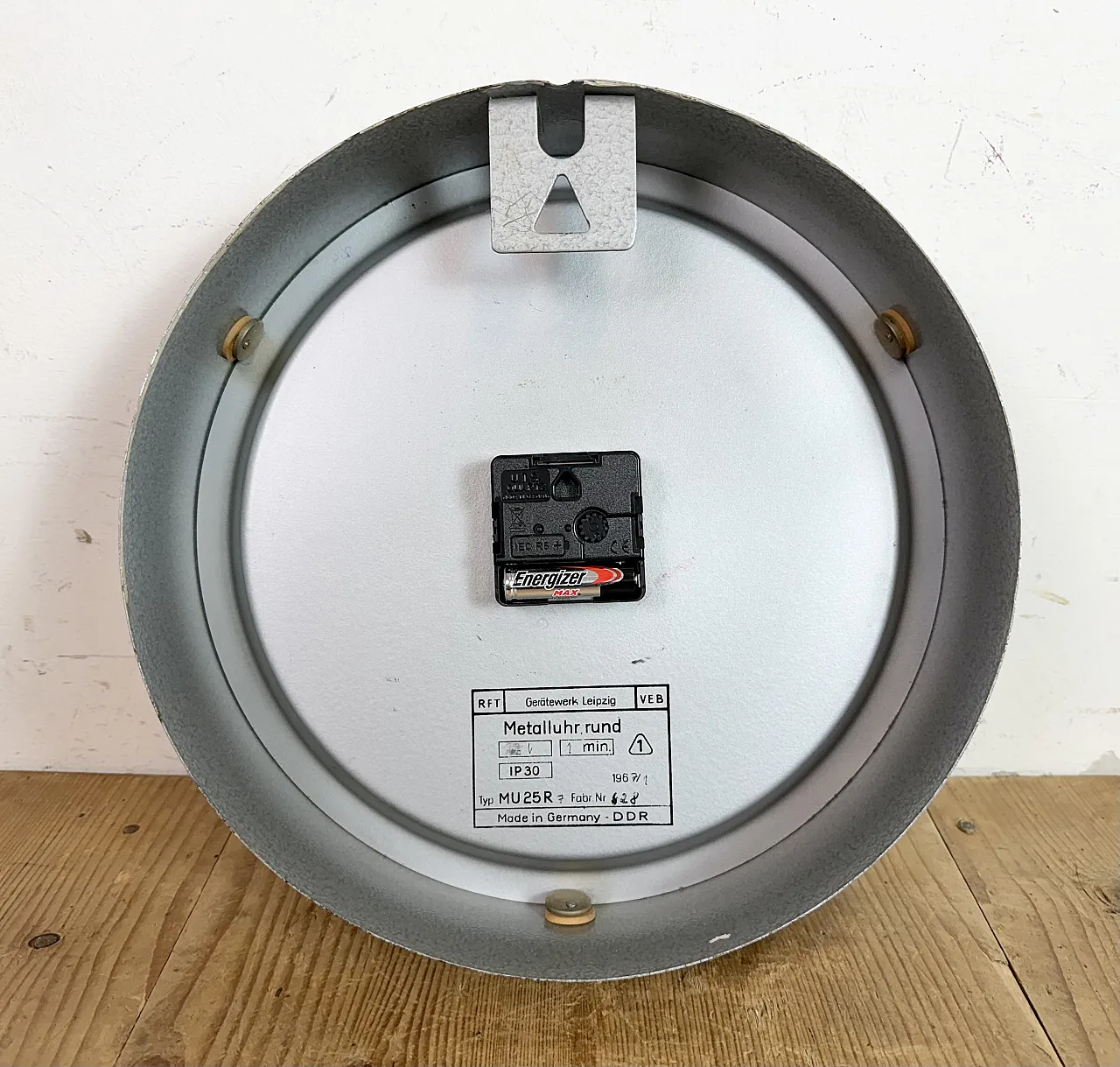 Grey Industrial East German Wall Clock from GW, 1960s 15