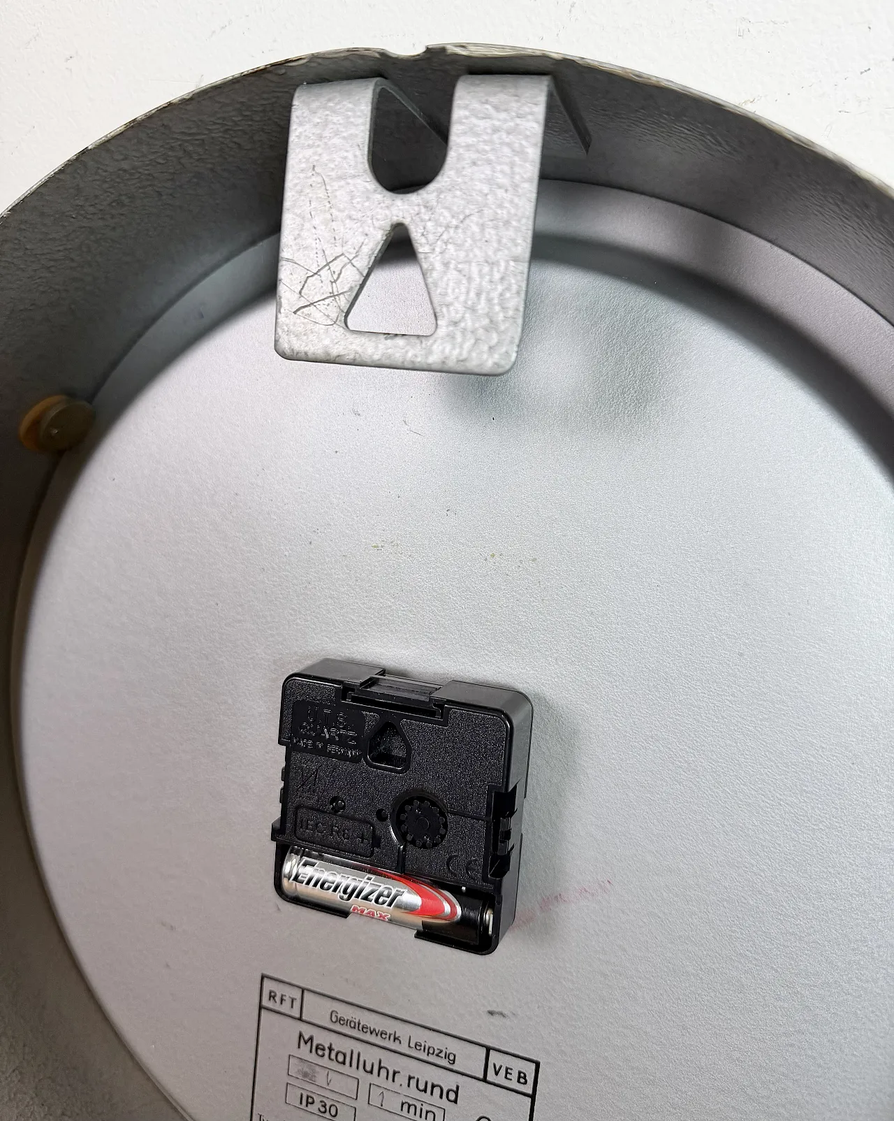 Grey Industrial East German Wall Clock from GW, 1960s 16