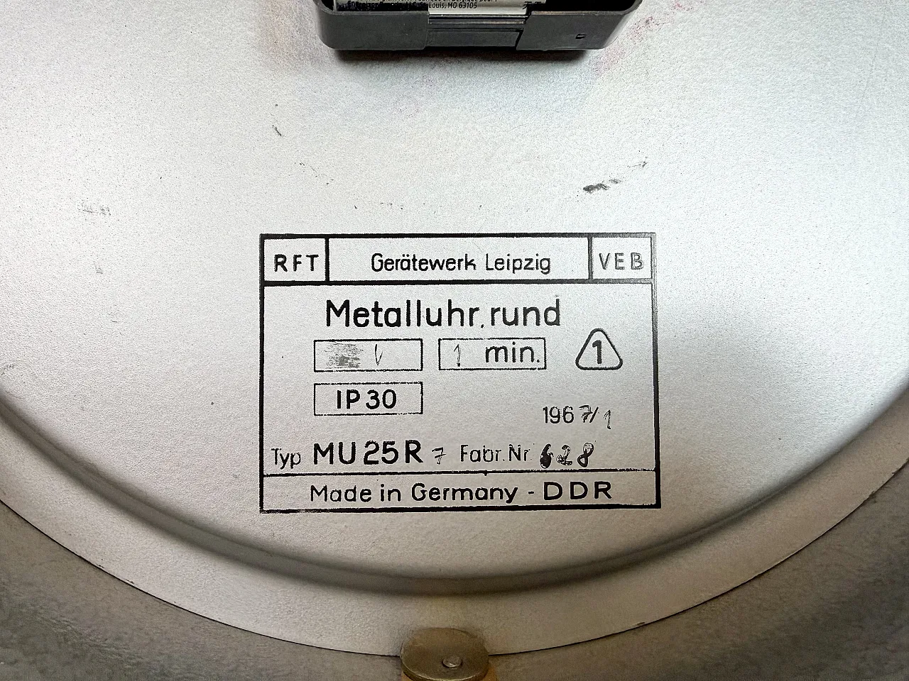 Grey Industrial East German Wall Clock from GW, 1960s 17