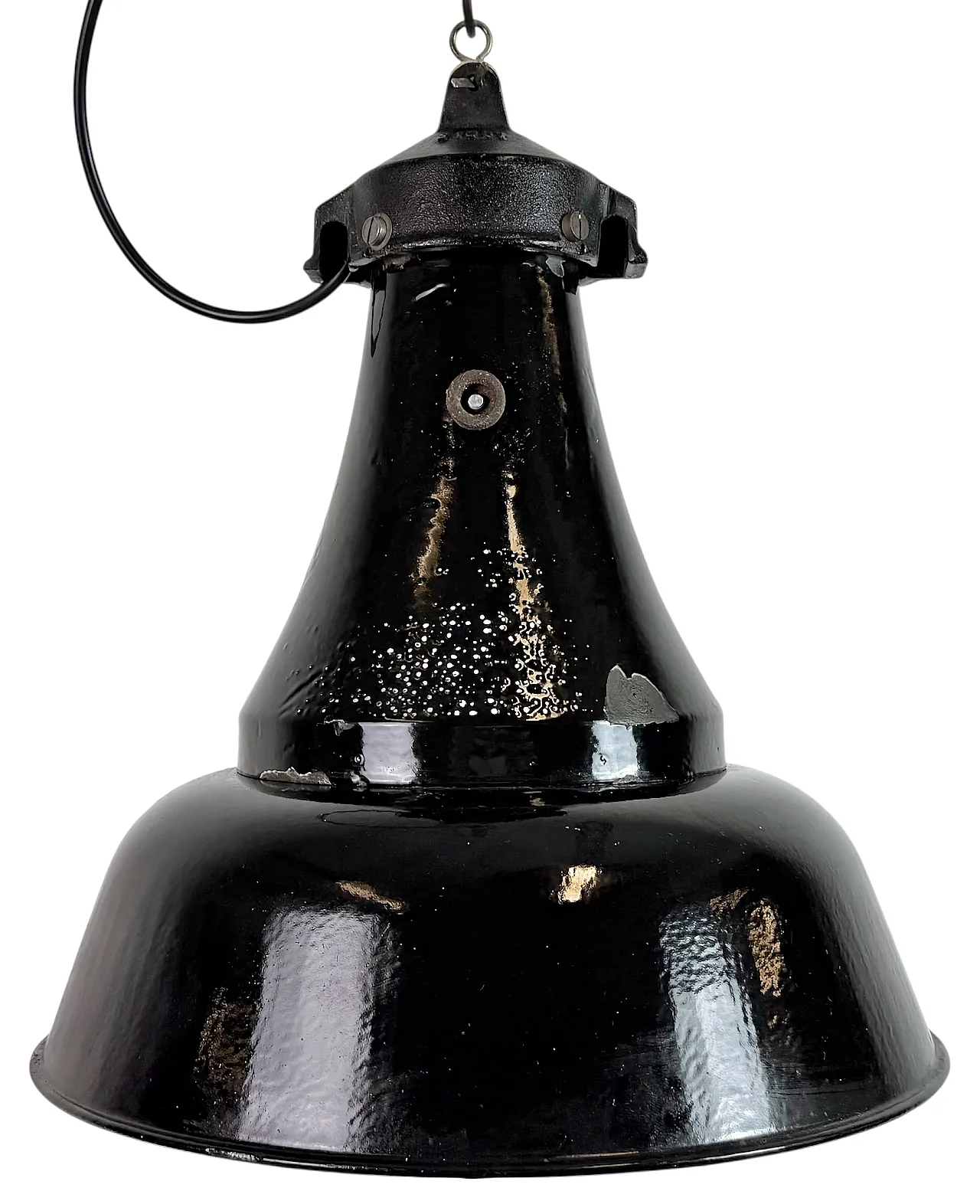 Industrial Black Enamel Bauhaus Pendant Lamp, 1930s 1