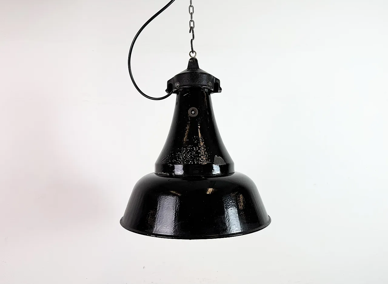 Industrial Black Enamel Bauhaus Pendant Lamp, 1930s 2