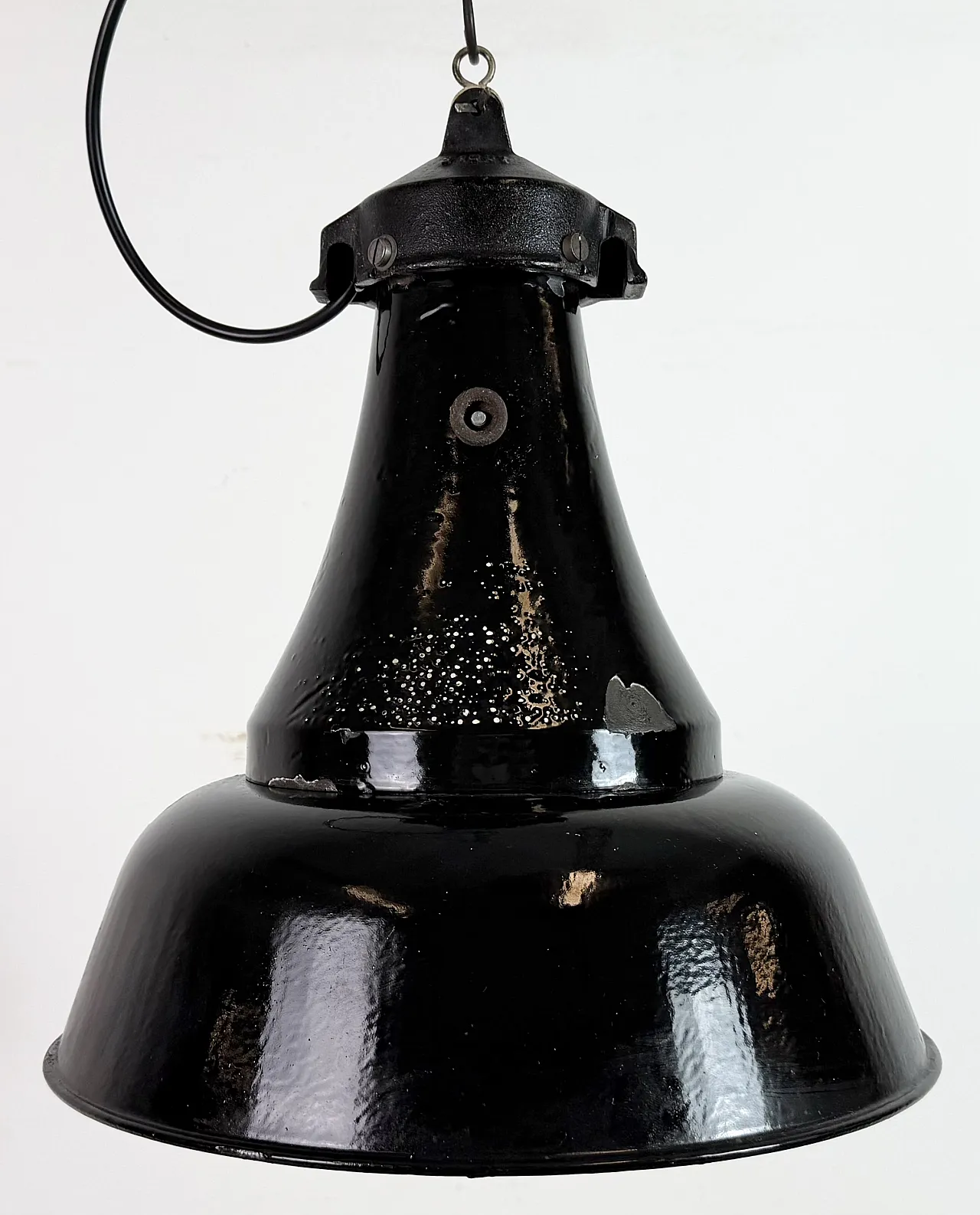 Industrial Black Enamel Bauhaus Pendant Lamp, 1930s 3