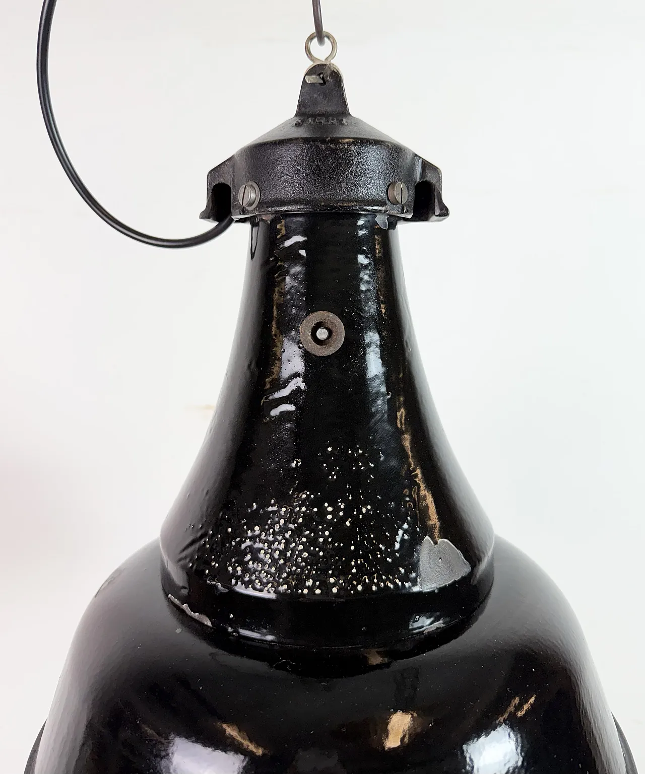 Industrial Black Enamel Bauhaus Pendant Lamp, 1930s 4