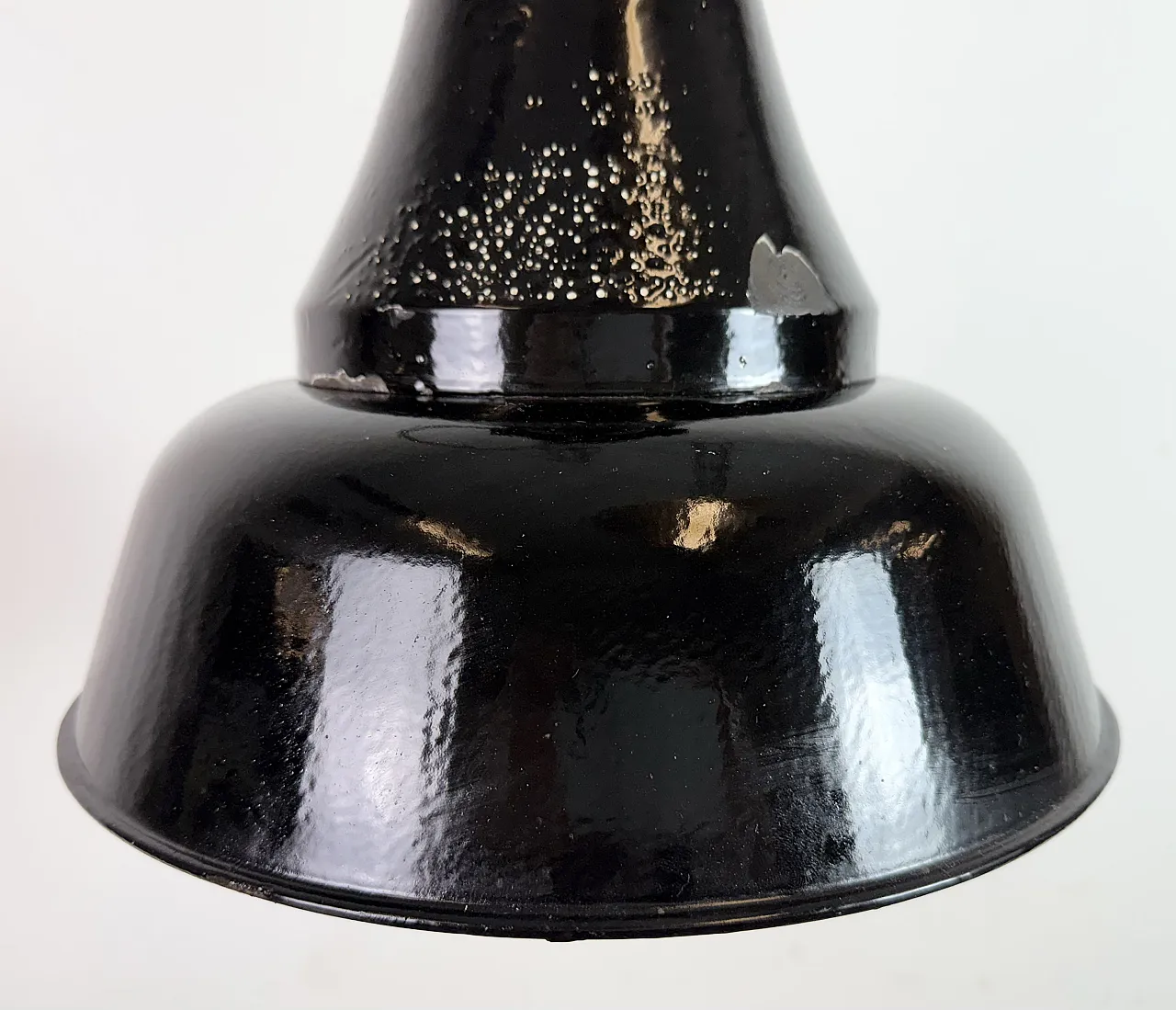 Industrial Black Enamel Bauhaus Pendant Lamp, 1930s 5